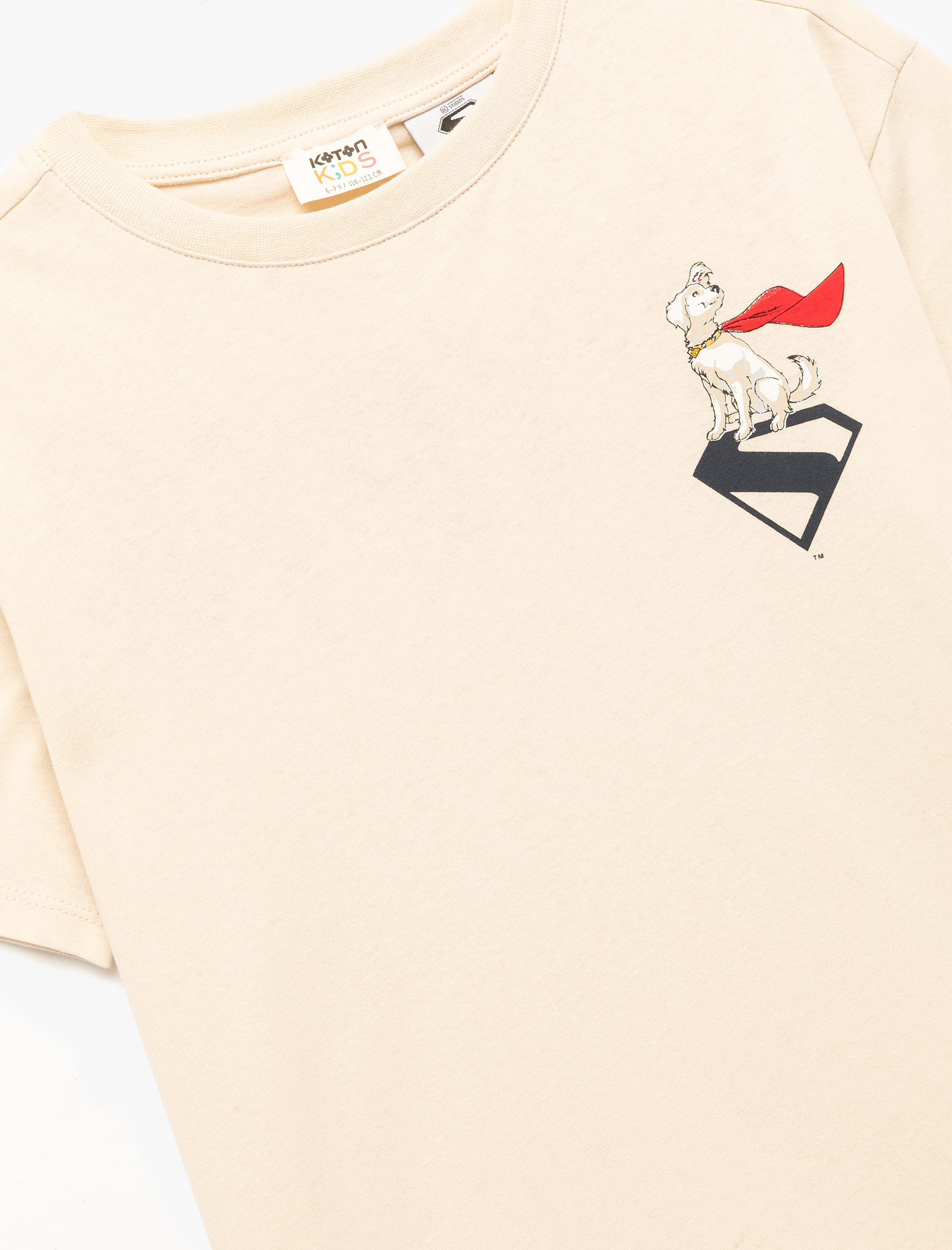  Erkek Çocuk Pamuklu Lisanslı Süper Köpek Krypto Baskılı Kısa Kollu Bisiklet Yaka Oversize Tişört