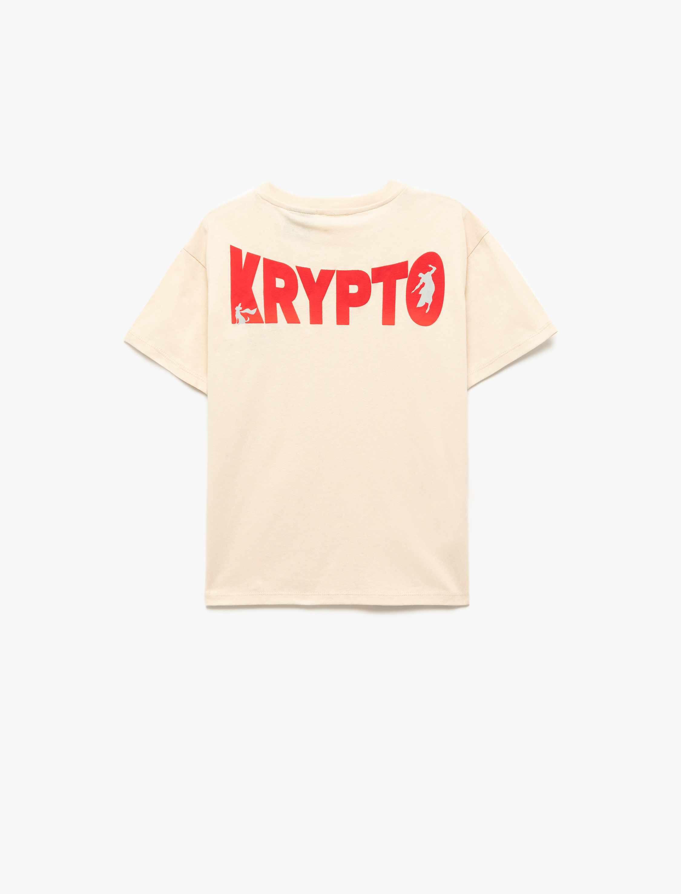  Erkek Çocuk Pamuklu Lisanslı Süper Köpek Krypto Baskılı Kısa Kollu Bisiklet Yaka Oversize Tişört