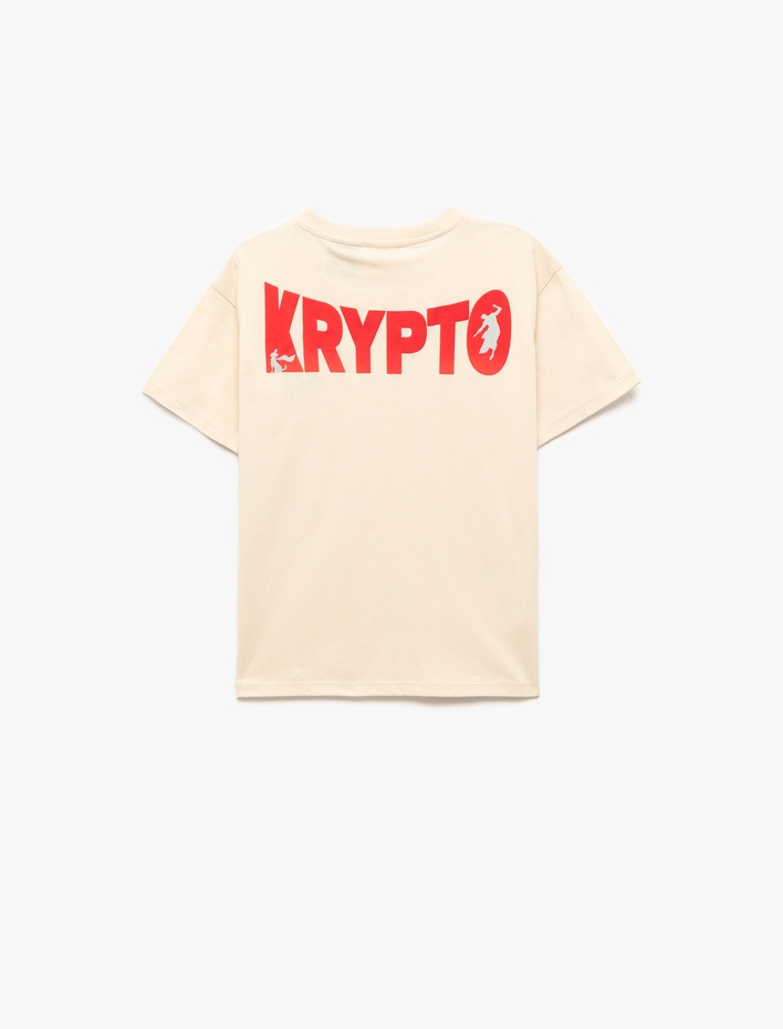 Erkek Çocuk Pamuklu Lisanslı Süper Köpek Krypto Baskılı Kısa Kollu Bisiklet Yaka Oversize Tişört