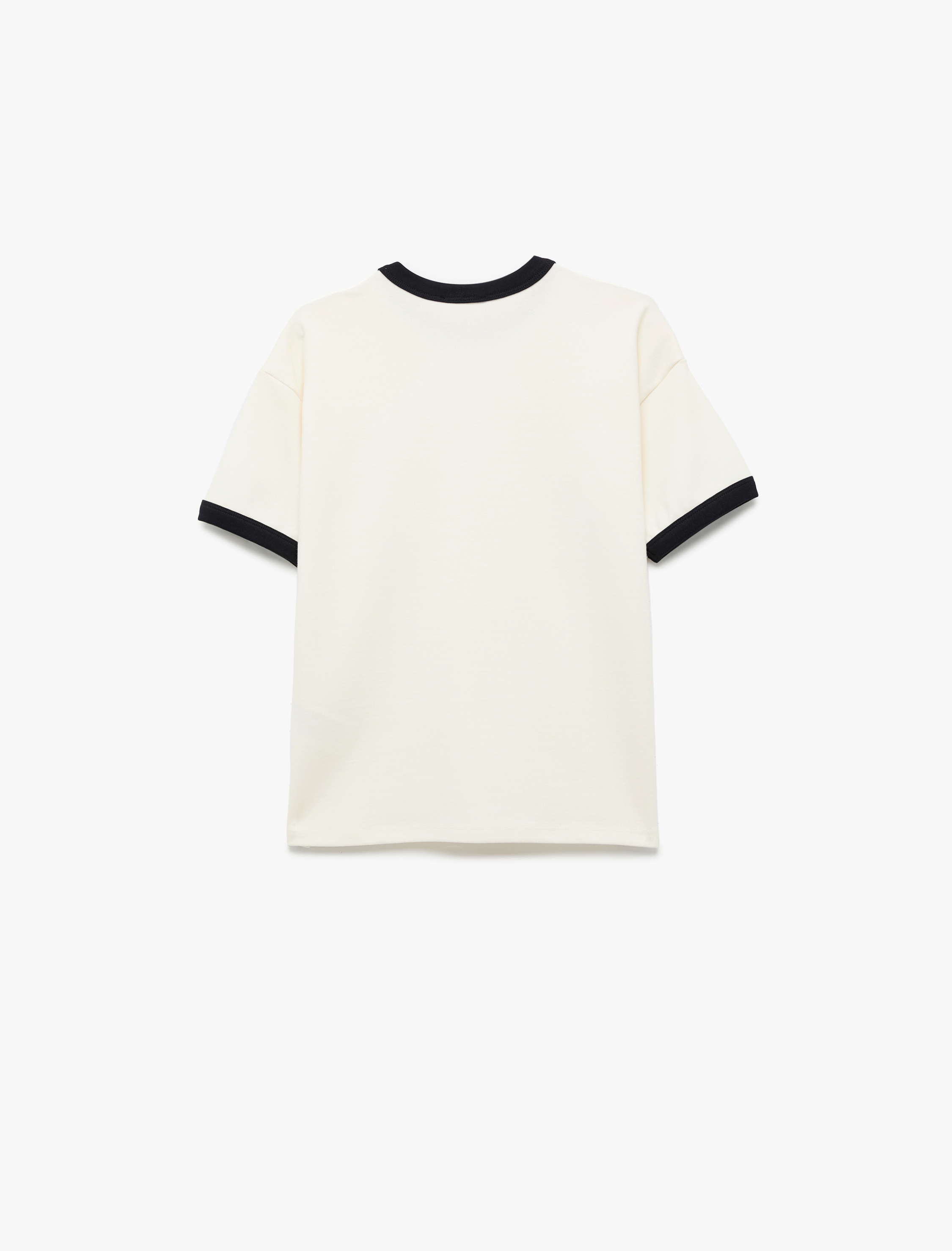  Erkek Çocuk Pamuklu Kısa Kollu Ribanalı Biyeli Bisiklet Yaka Oversize Okul Tişörtü