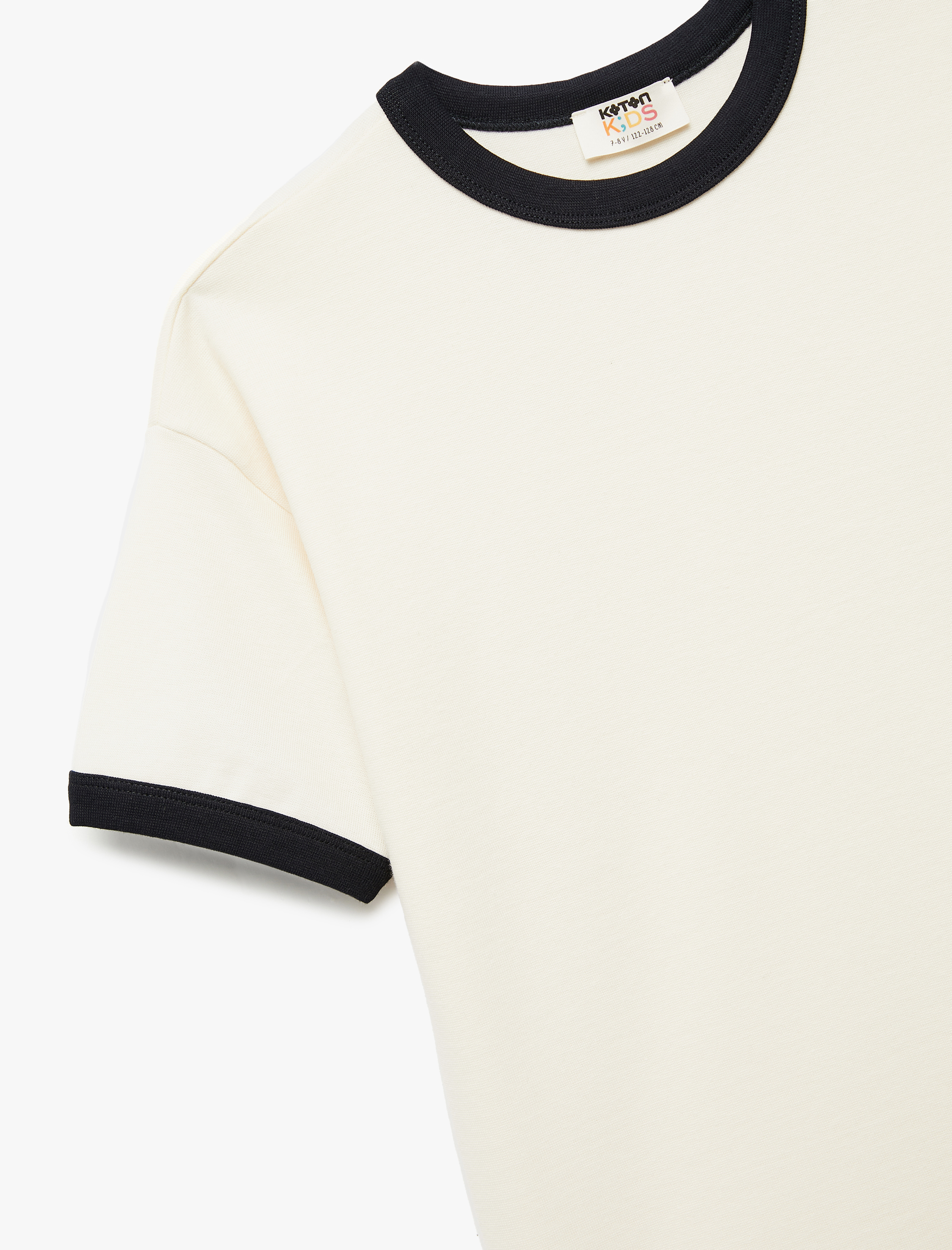  Erkek Çocuk Pamuklu Kısa Kollu Ribanalı Biyeli Bisiklet Yaka Oversize Okul Tişörtü