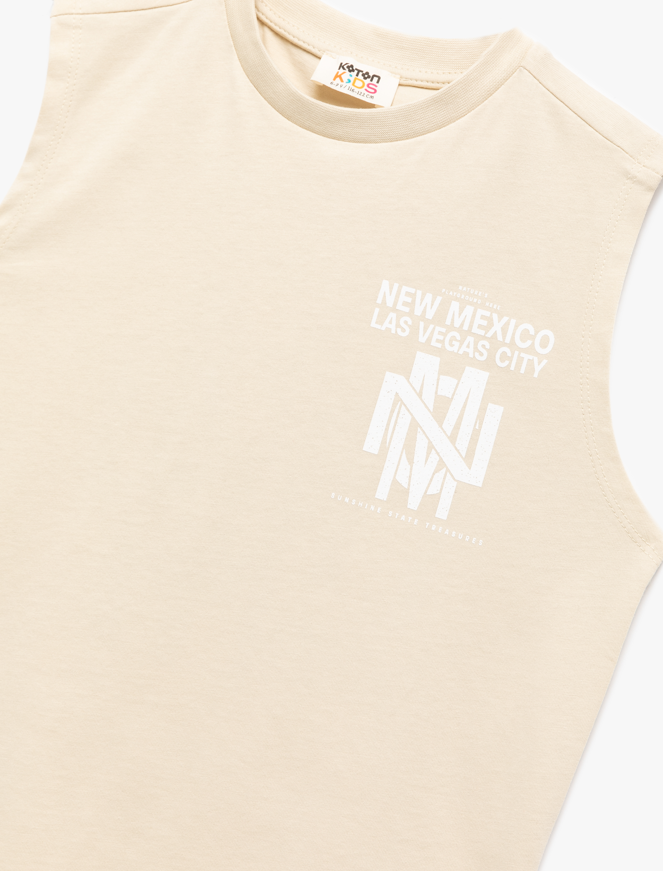  Erkek Çocuk Pamuklu Baskı Detaylı Bisiklet Yaka Atlet