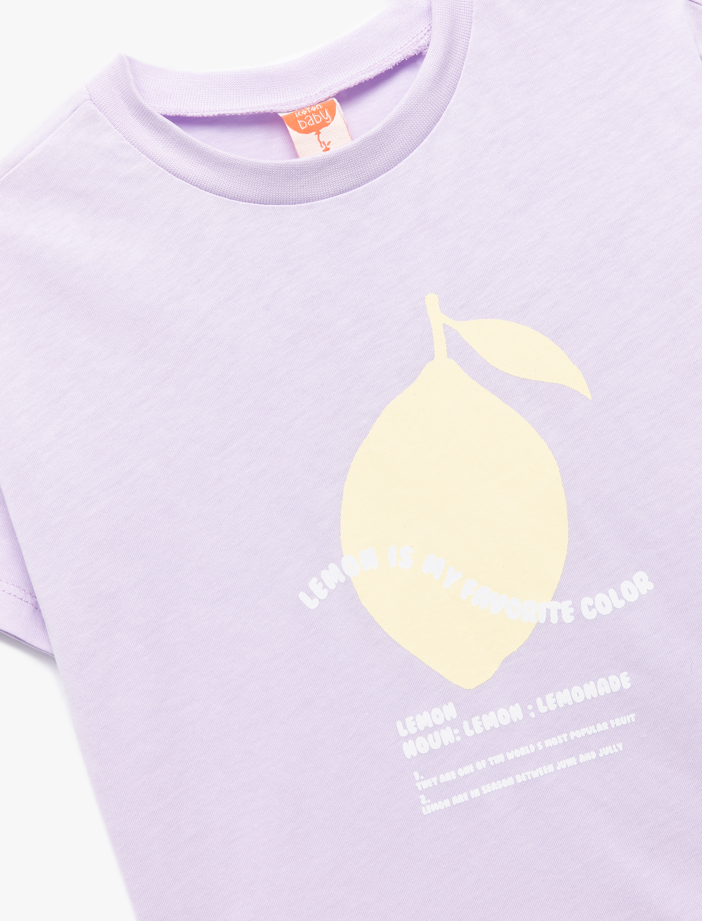  Kız Bebek Pamuklu Bisiklet Yaka Kısa Kollu Baskılı Tişört