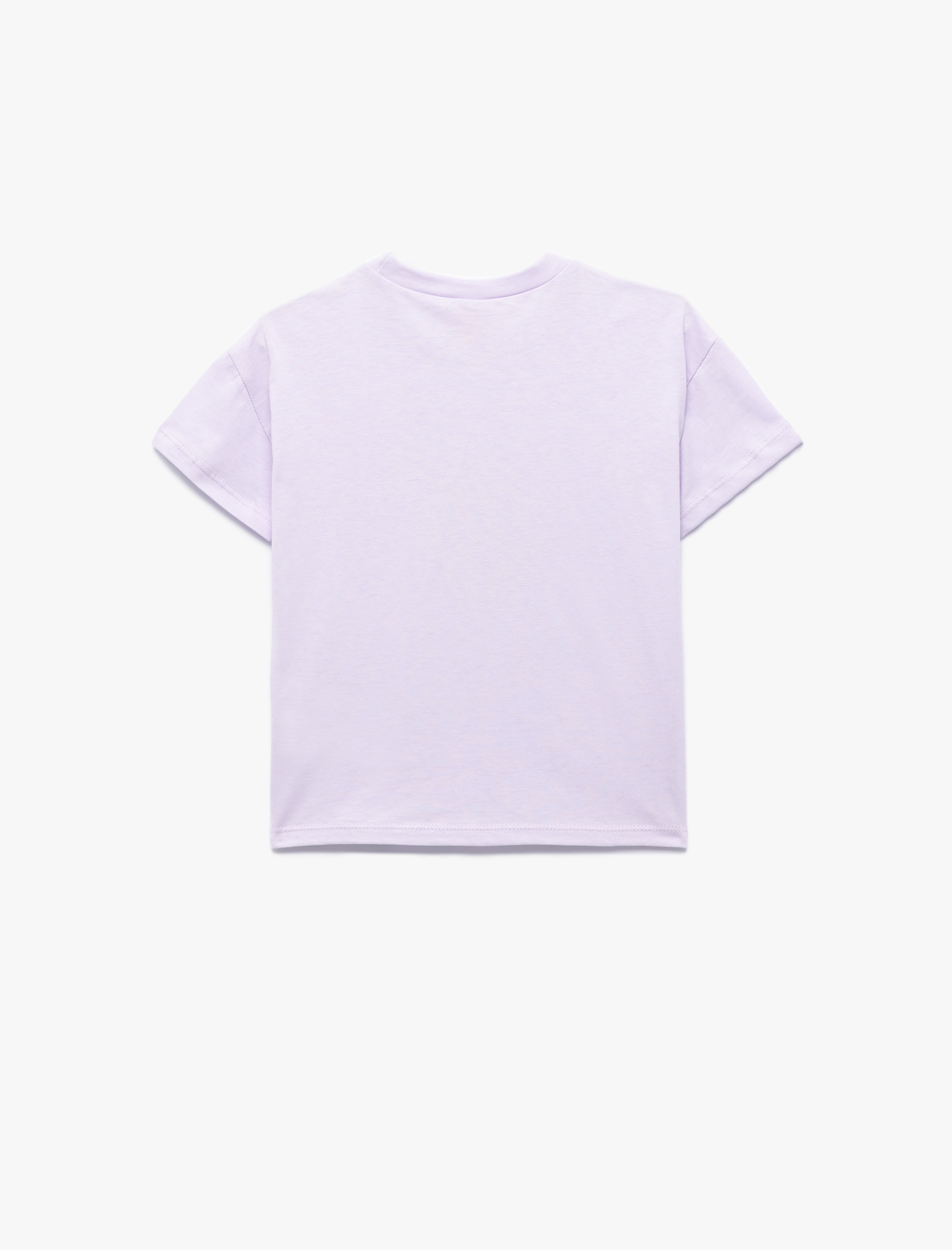  Kız Bebek Pamuklu Bisiklet Yaka Kısa Kollu Baskılı Tişört