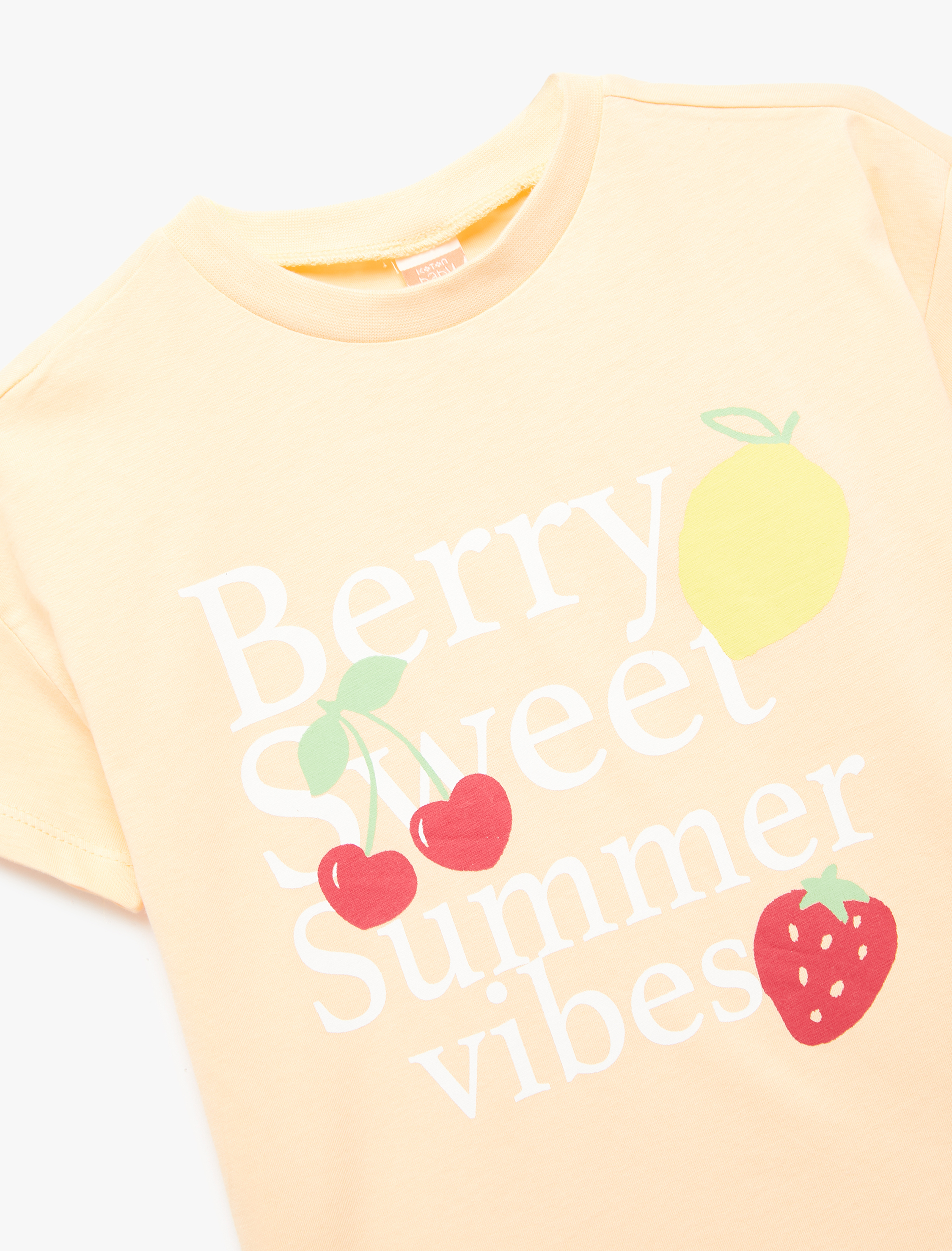  Kız Bebek Pamuklu Baskılı Bisiklet Yaka Kısa Kollu Tişört