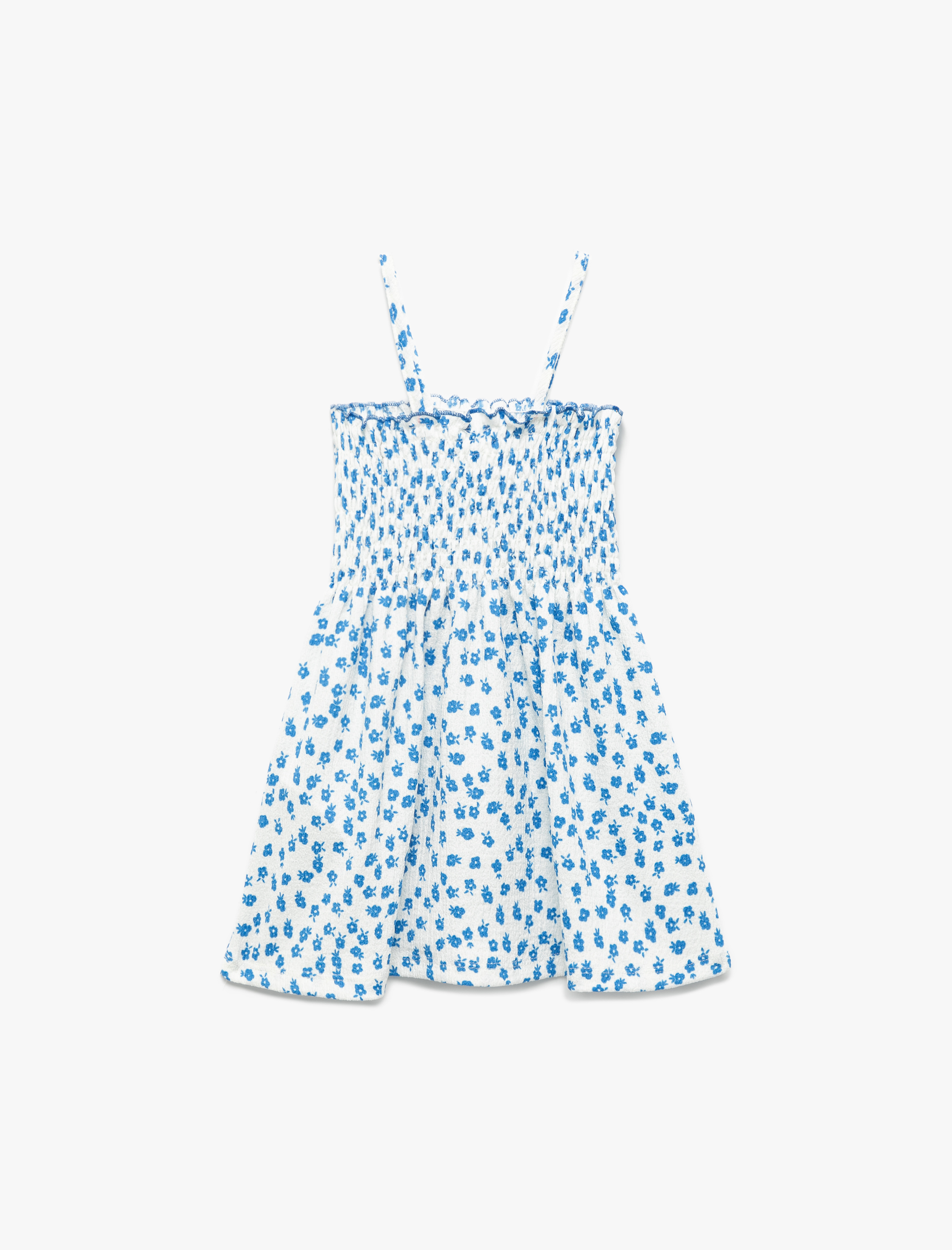  Kız Bebek Gipeli Çiçek Desenli A Kesim Askılı Elbise