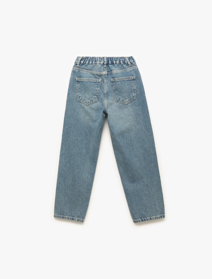 Erkek Çocuk Pamuklu Cepli Rahat Kesim Denim Pantolon