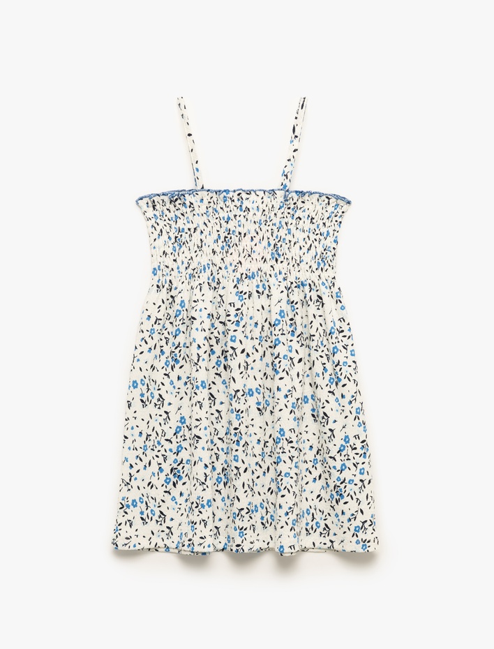 Kız Bebek Gipeli Çiçek Desenli A Kesim Askılı Elbise