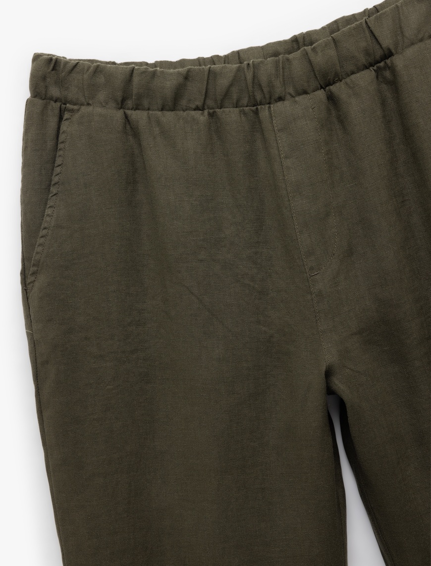   Beli Lastikli Cep Detaylı Regular Fit Keten Pantolon