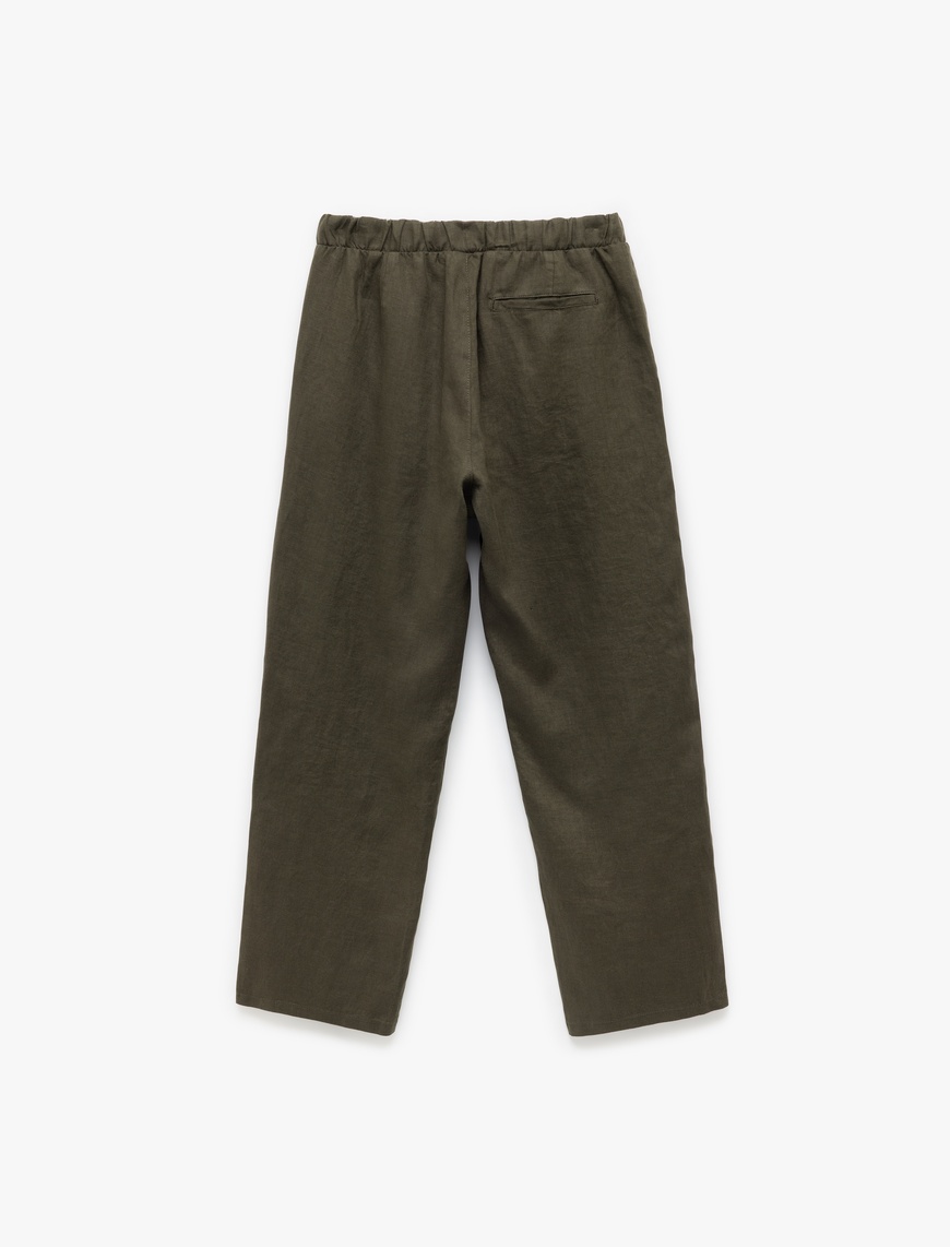   Beli Lastikli Cep Detaylı Regular Fit Keten Pantolon