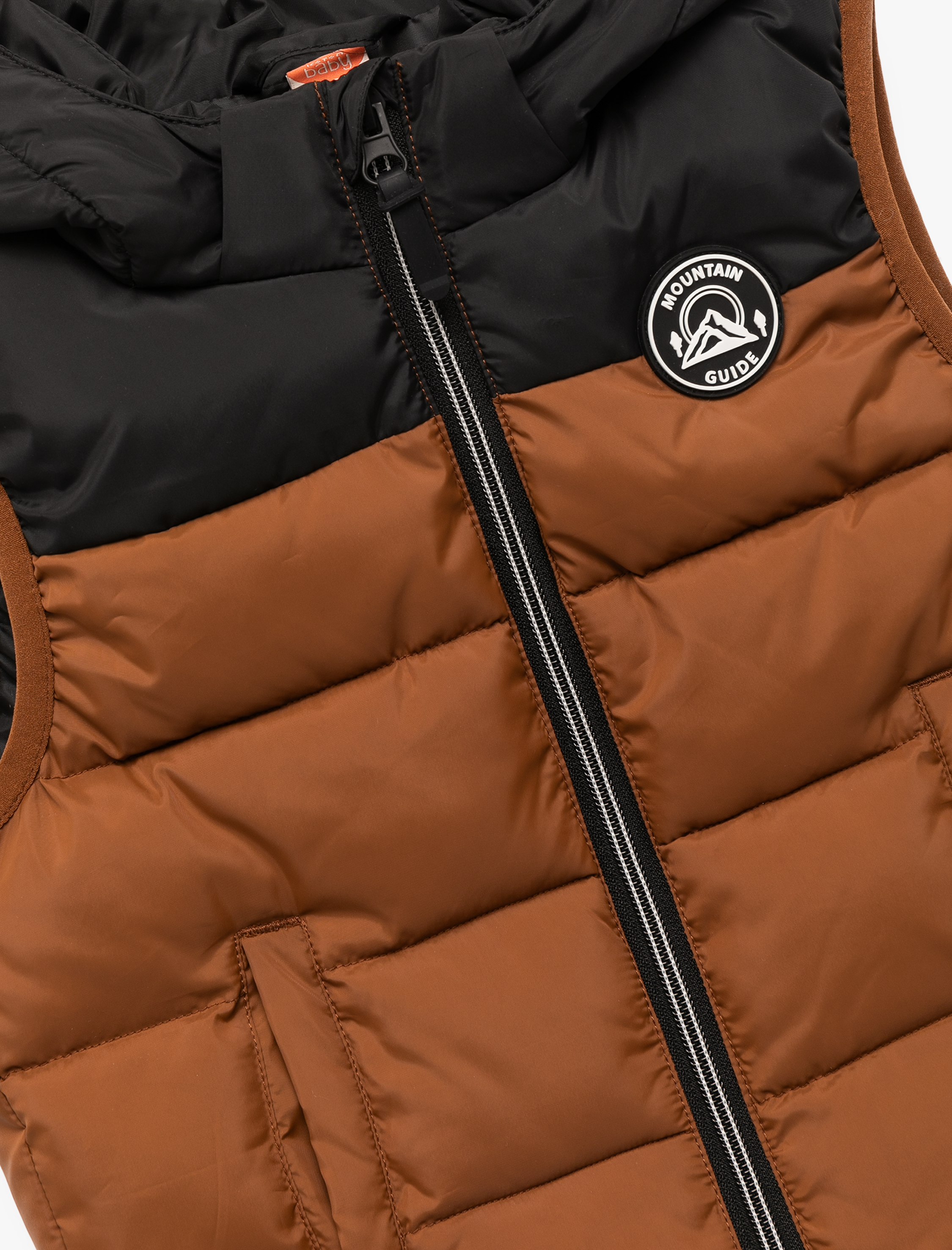  Erkek Bebek Kapüşonlu Renk Bloklu Çift Cepli Şişme Yelek