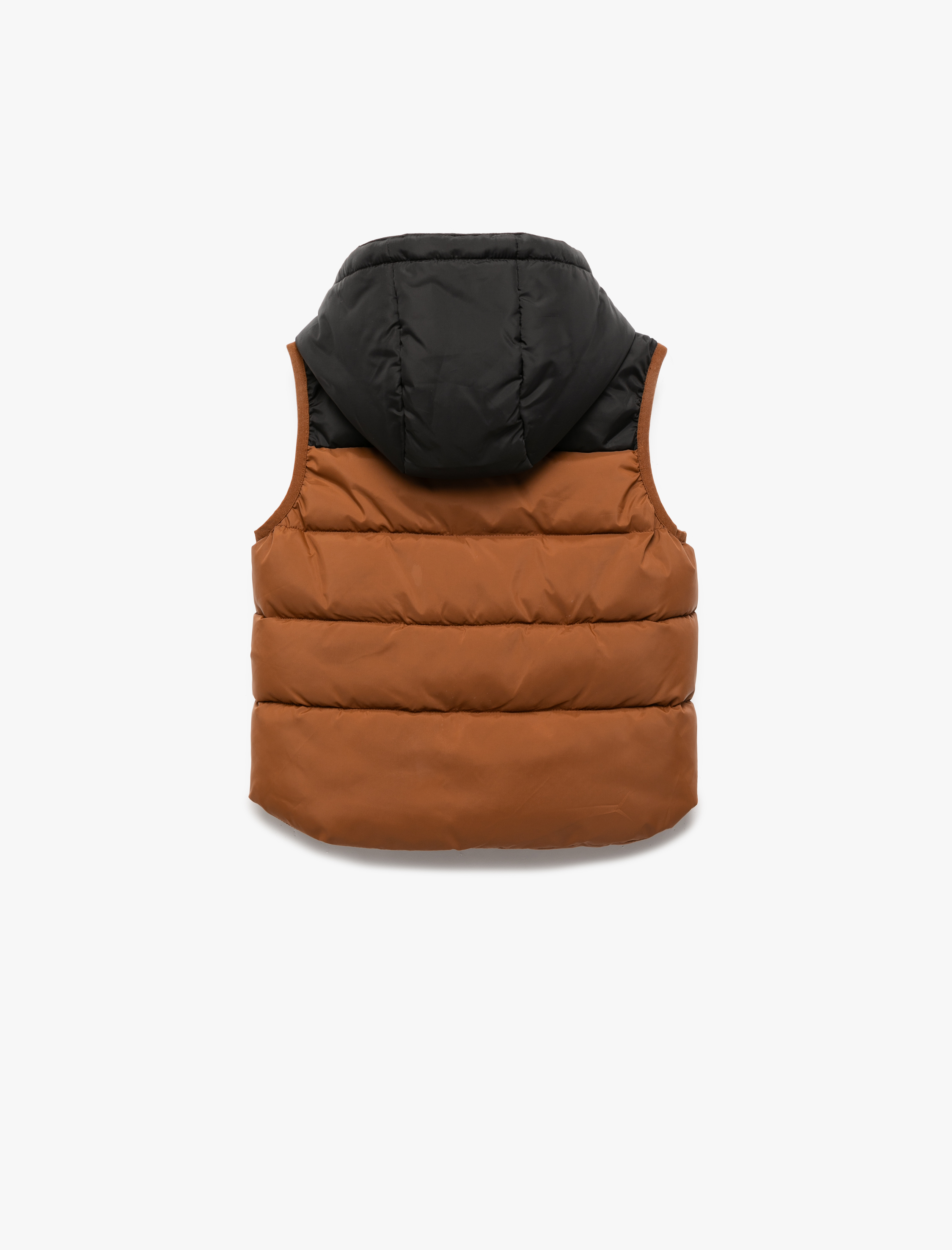  Erkek Bebek Kapüşonlu Renk Bloklu Çift Cepli Şişme Yelek