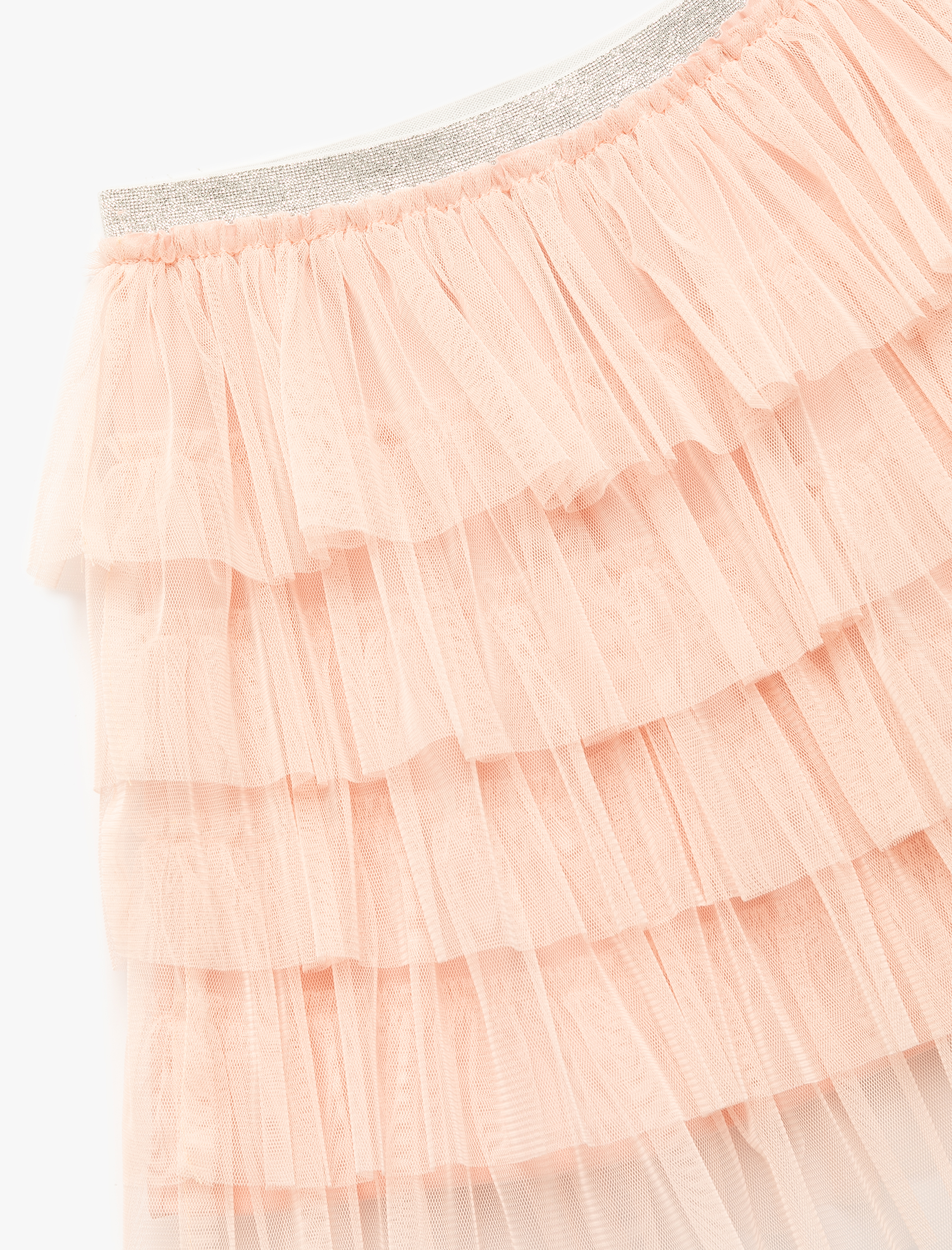 Kız Çocuk Beli Lastikli Katlı Pileli Tüllü Etek