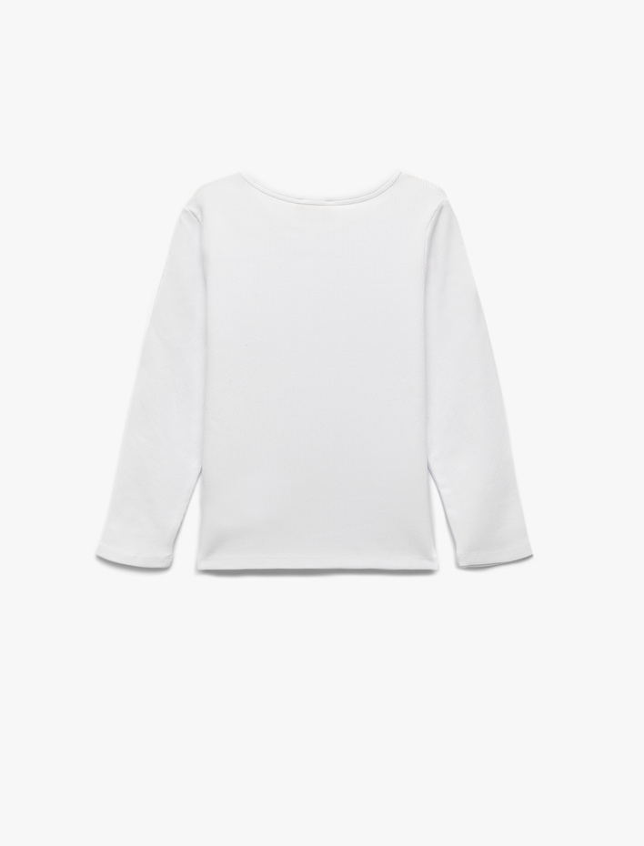 Kız Çocuk Pamuklu Uzun Kollu Bisiklet Yaka Kaşkorse Basic Tişört