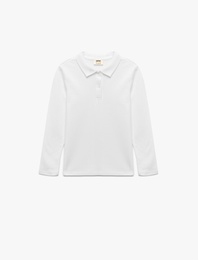 Uzun Kollu Pamuklu Basic Polo Yaka Tişört