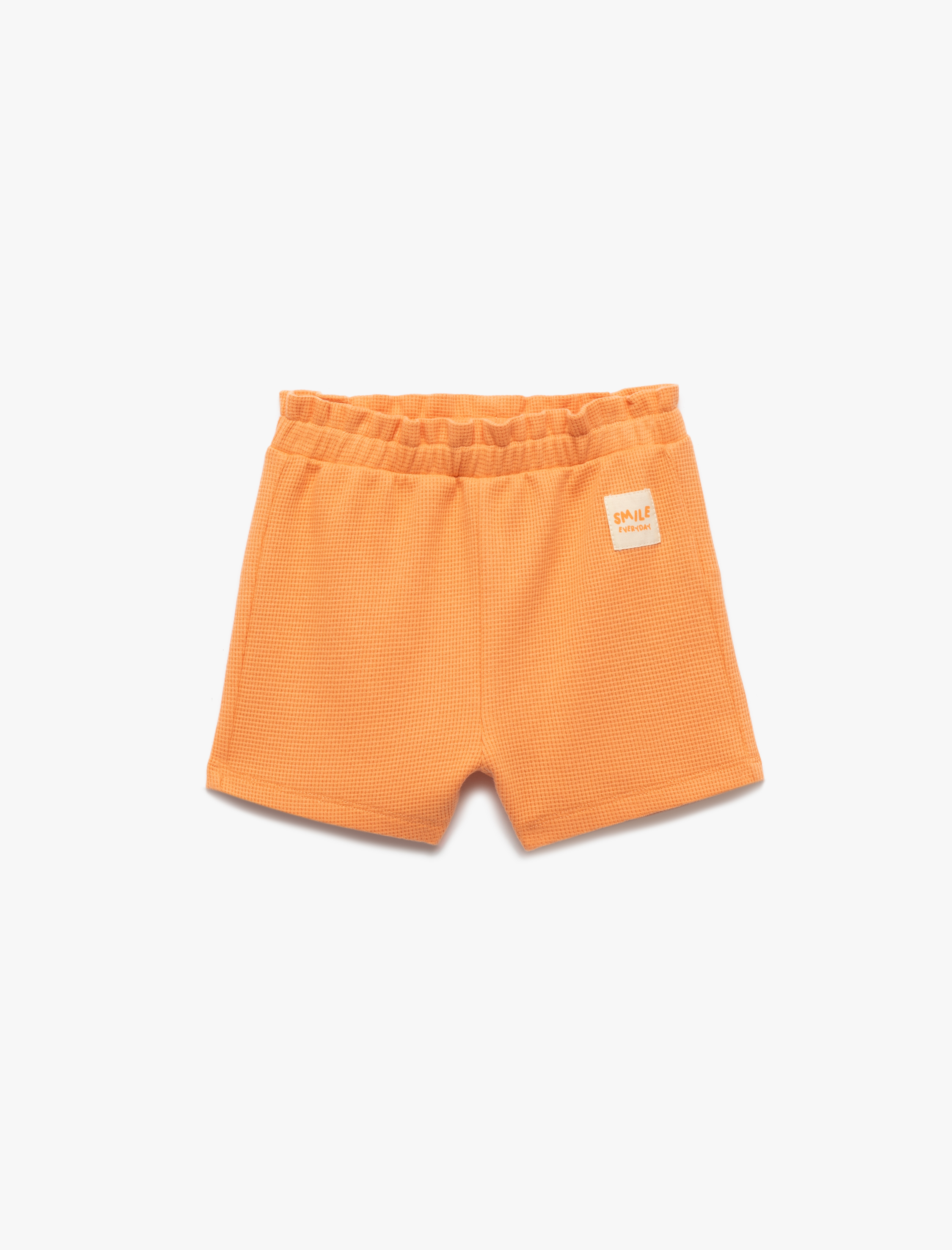  Kız Bebek Pamuklu Dokulu Aplike Detaylı Beli Lastikli Şort