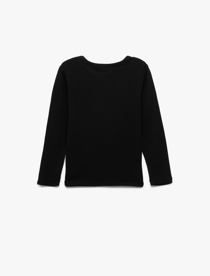 Kız Çocuk Pamuklu Uzun Kollu Bisiklet Yaka Kaşkorse Basic Tişört