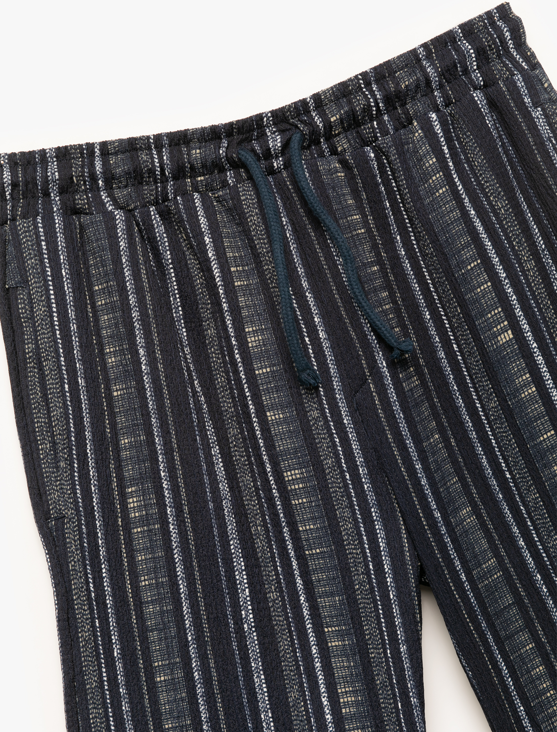  Erkek Çocuk Beli Lastikli Cepli Bürümcük Çizgili Şort