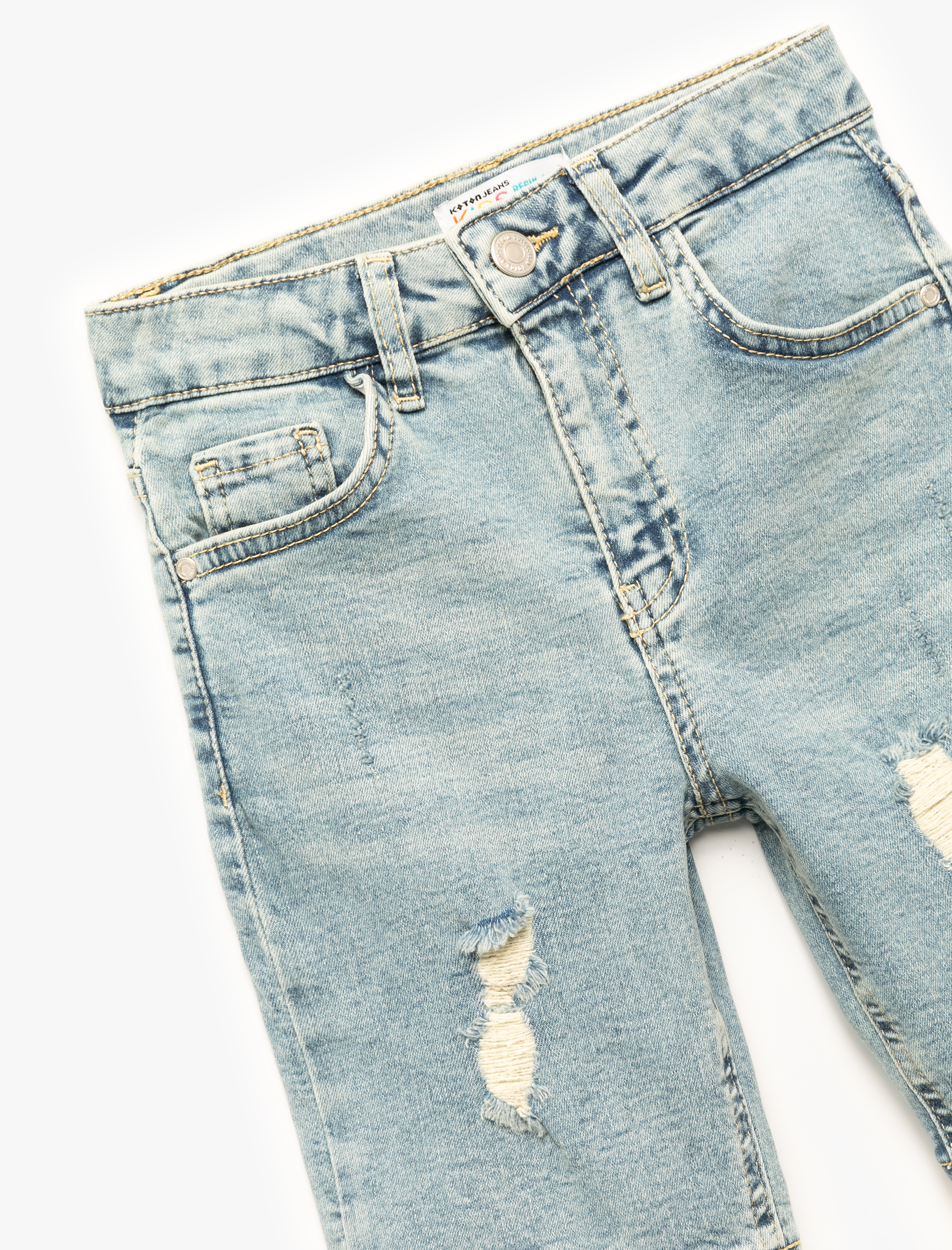  Erkek Çocuk Pamuklu Düğmeli Denim Şort