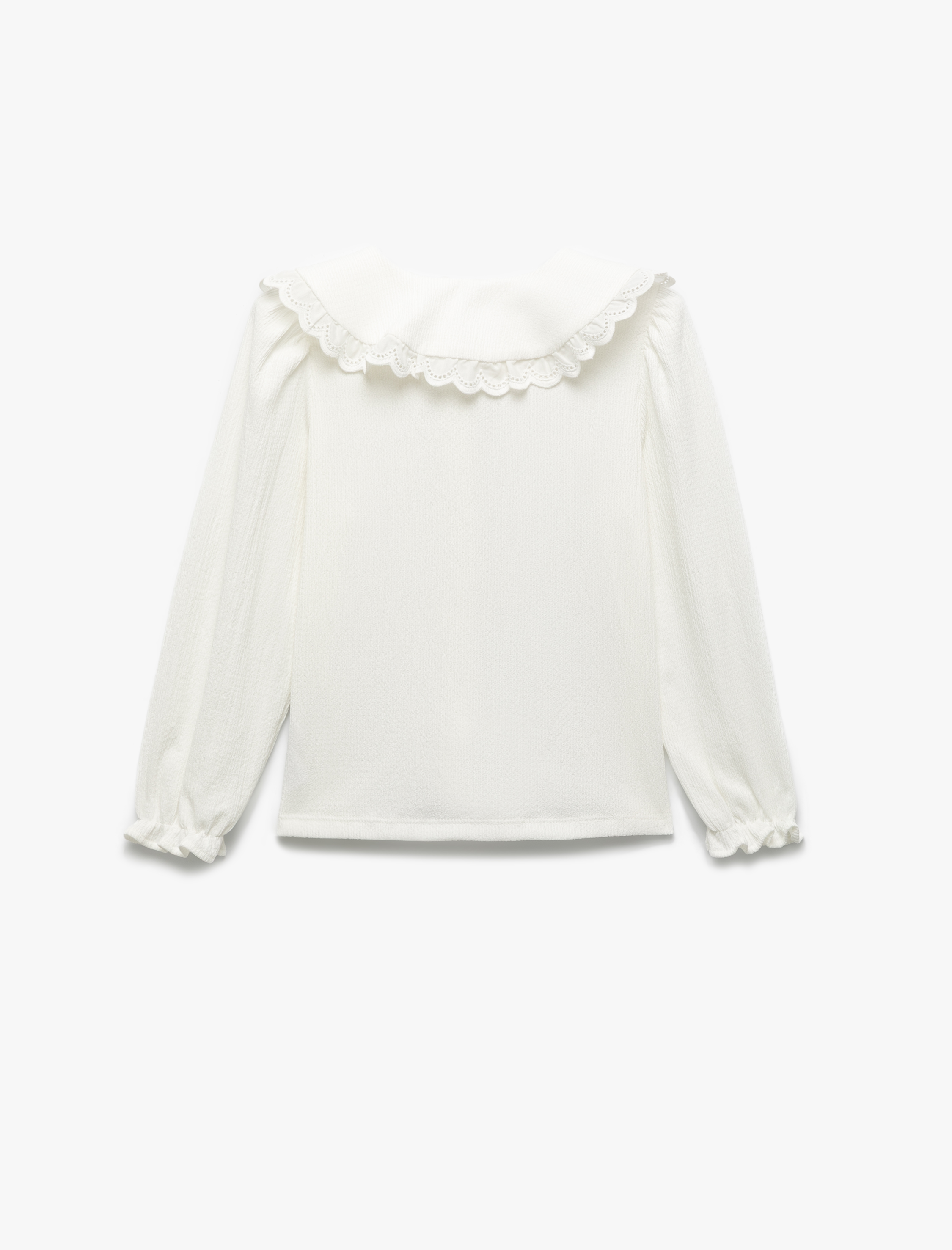  Kız Çocuk Uzun Kollu Düğme Detaylı Bebe Yaka Bluz