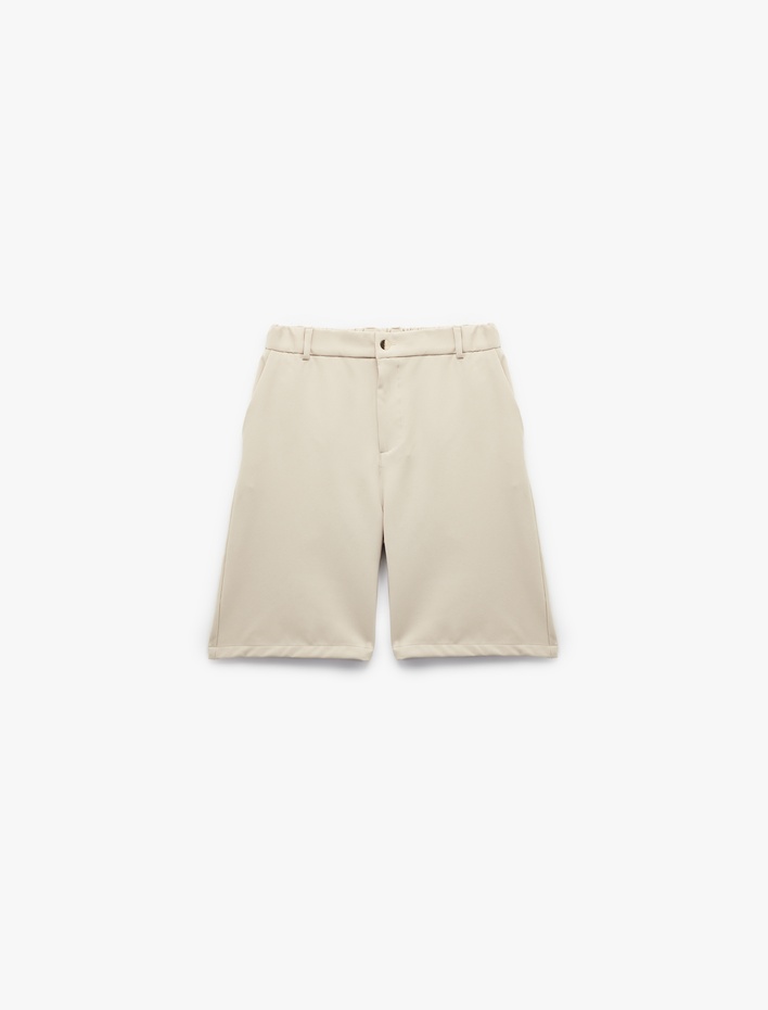  Düğmeli Bermuda Oversize Chino Şort