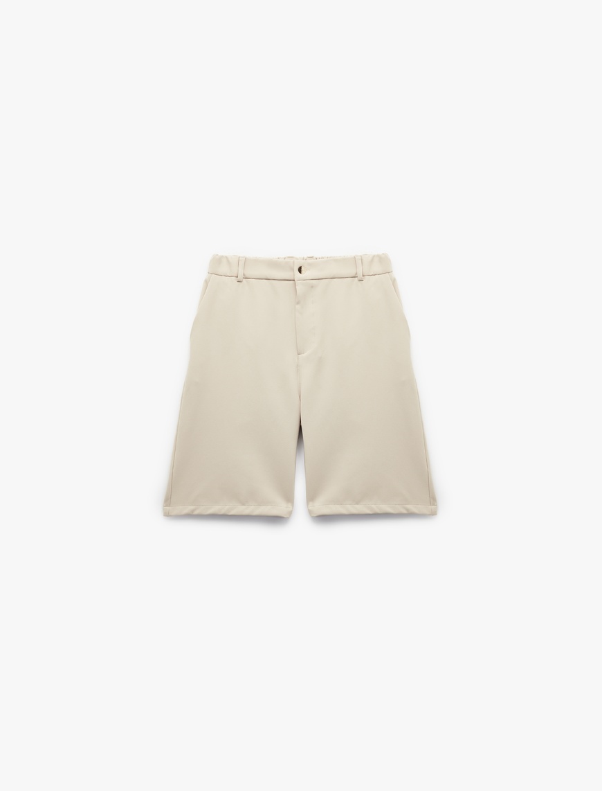   Düğmeli Bermuda Oversize Chino Şort