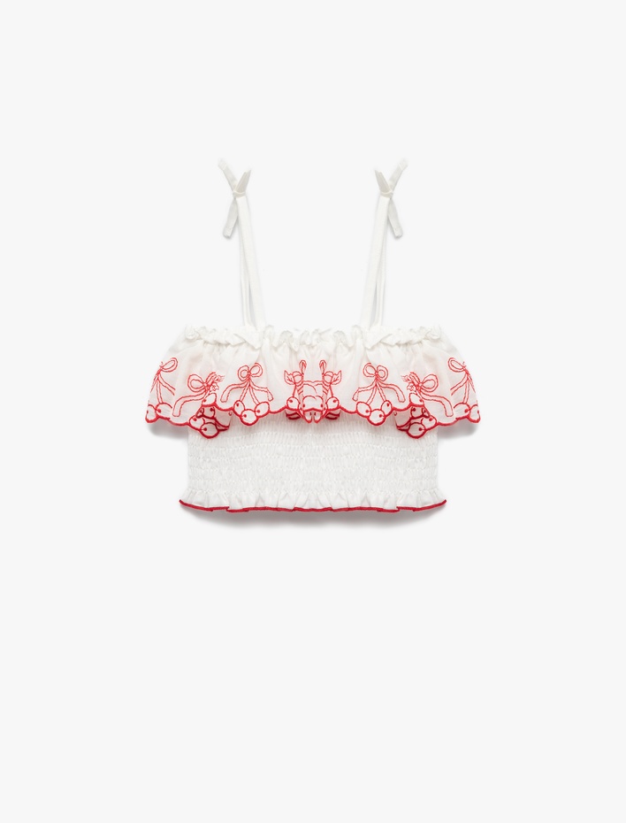 Kız Bebek Pamuklu İnce Askılı Gipeli Kolsuz Crop Bluz