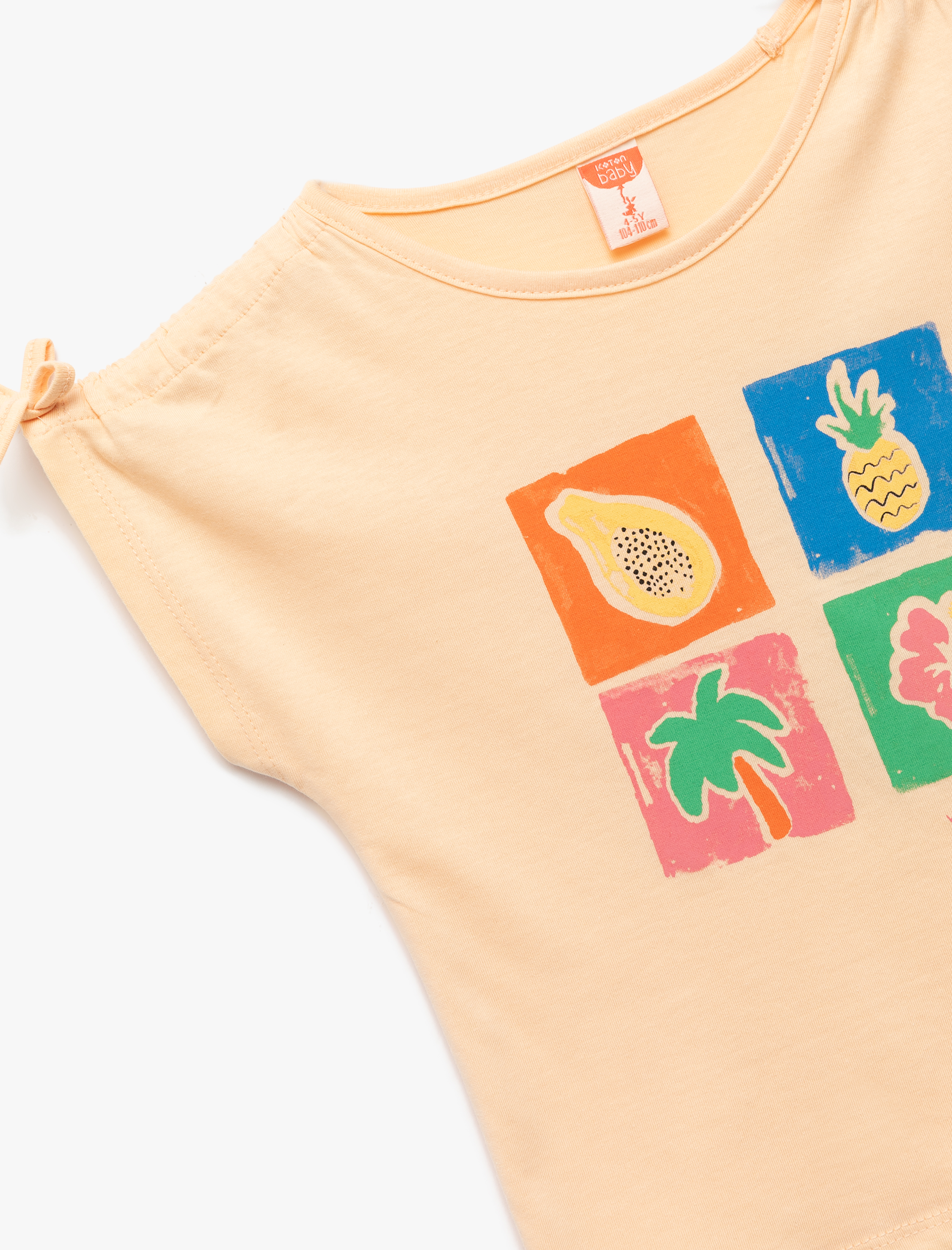  Kız Bebek Kısa Kollu Bisiklet Yaka Baskılı Pamuklu Tişört