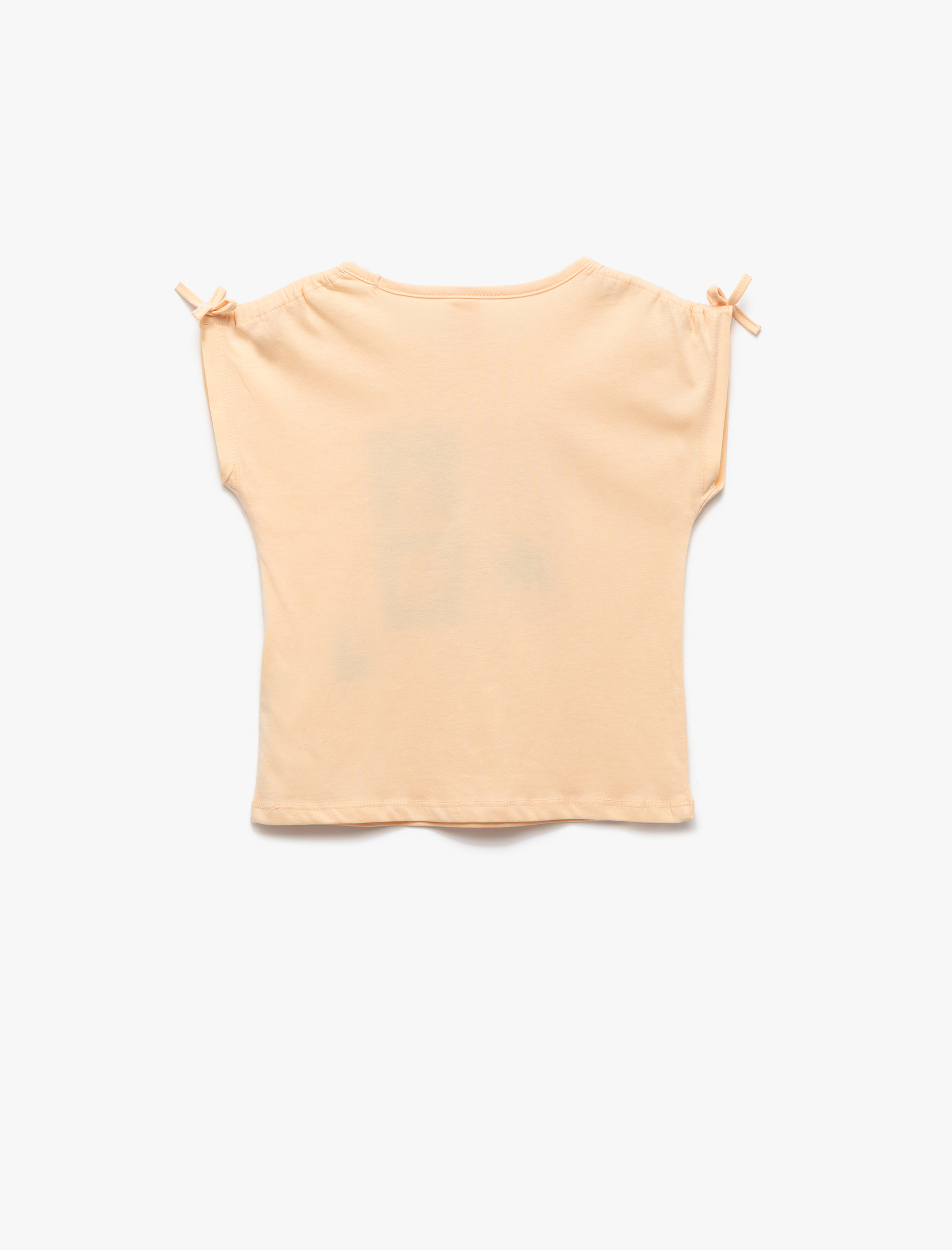  Kız Bebek Kısa Kollu Bisiklet Yaka Baskılı Pamuklu Tişört