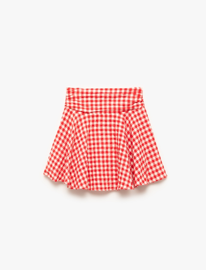 Kız Çocuk Fiyonk Detaylı Volanlı Pötikare Etek