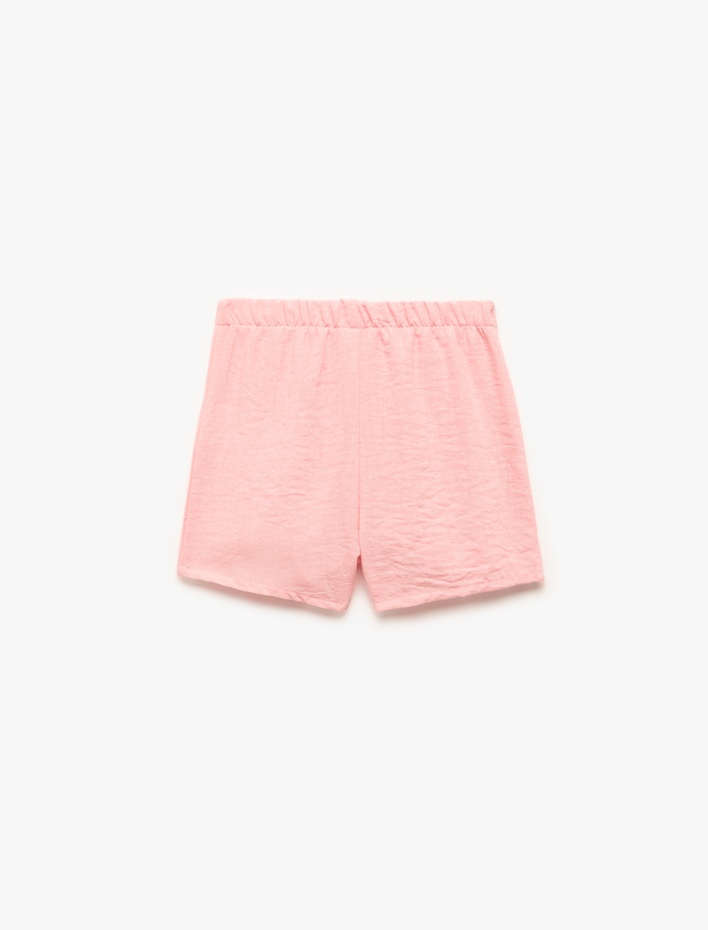 Kız Bebek Beli Lastikli Dokulu Kruvaze Şort Etek