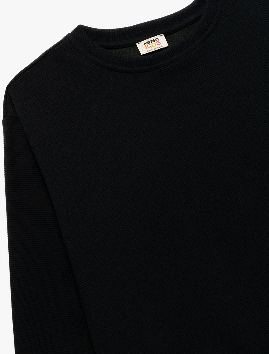  Erkek Çocuk Uzun Kollu Bisiklet Yaka Şardonlu Basic Sweatshirt