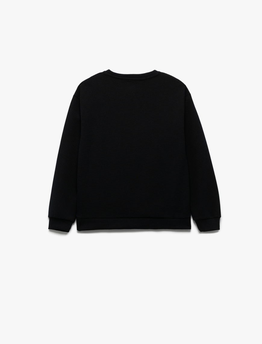 Erkek Çocuk Uzun Kollu Bisiklet Yaka Şardonlu Basic Sweatshirt