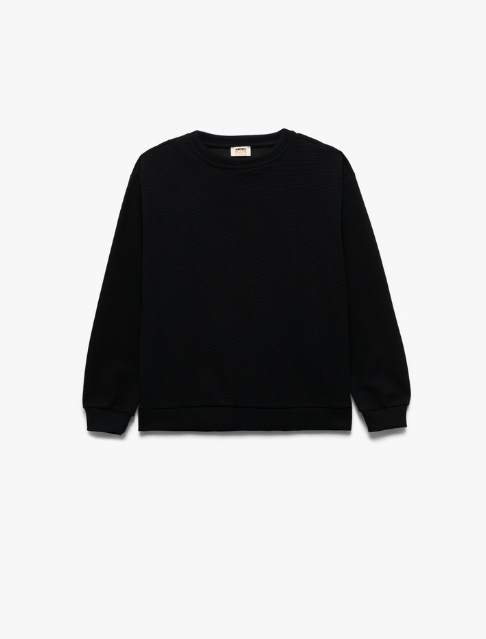 Erkek Çocuk Uzun Kollu Bisiklet Yaka Şardonlu Basic Sweatshirt
