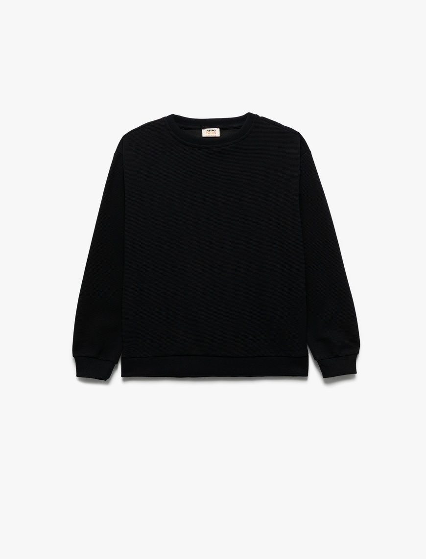  Erkek Çocuk Uzun Kollu Bisiklet Yaka Şardonlu Basic Sweatshirt