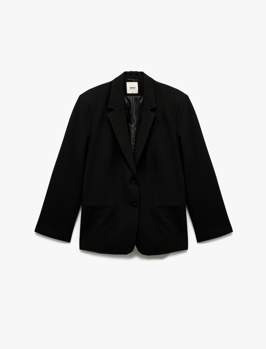   Cepli Düğmeli Kruvaze Uzun Kollu Blazer Ceket