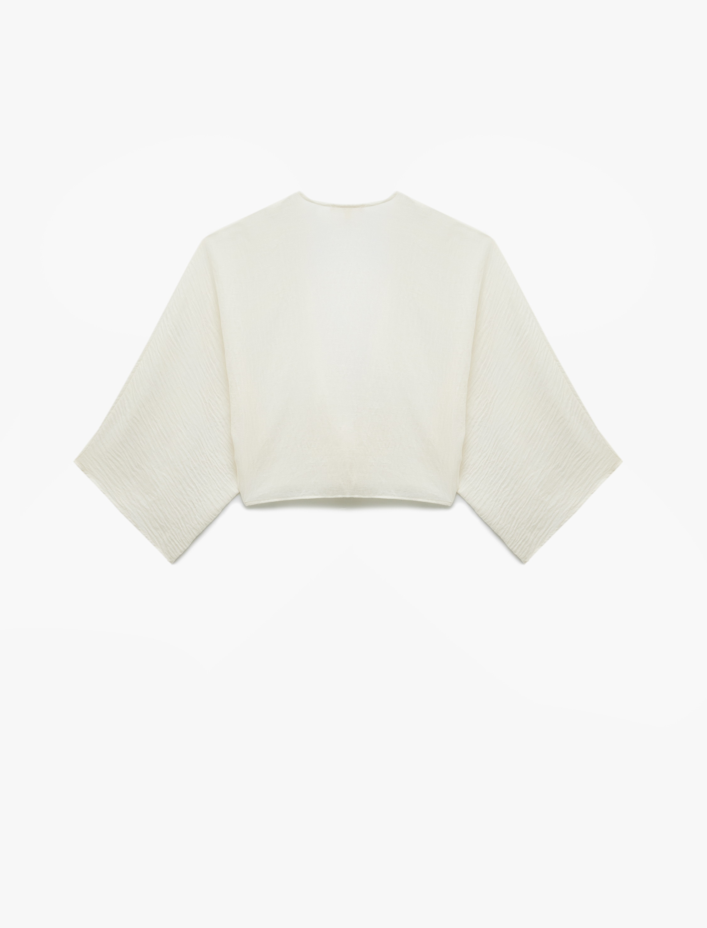   Bol Kalıp Yarasa Kol Kruvaze Önden Bağlamalı Kısa Bluz