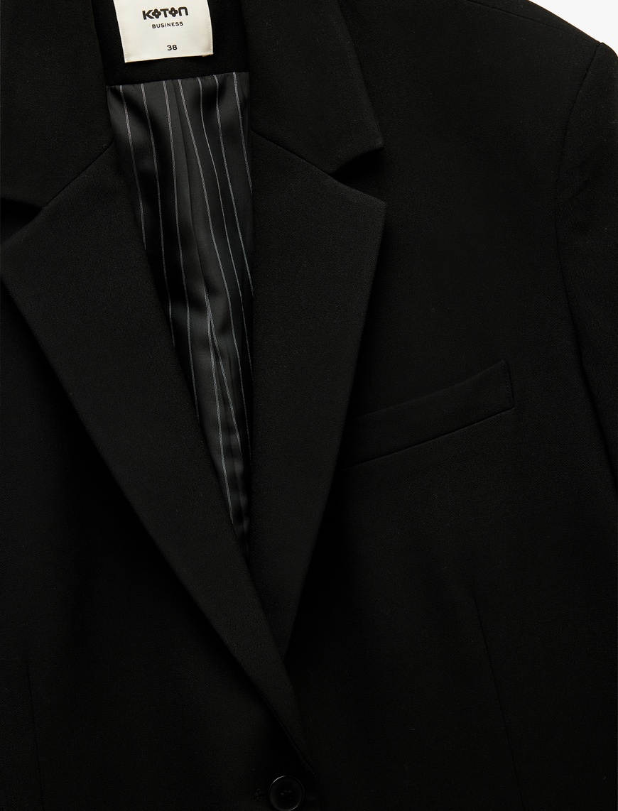   Cepli Düğmeli Kruvaze Uzun Kollu Blazer Ceket