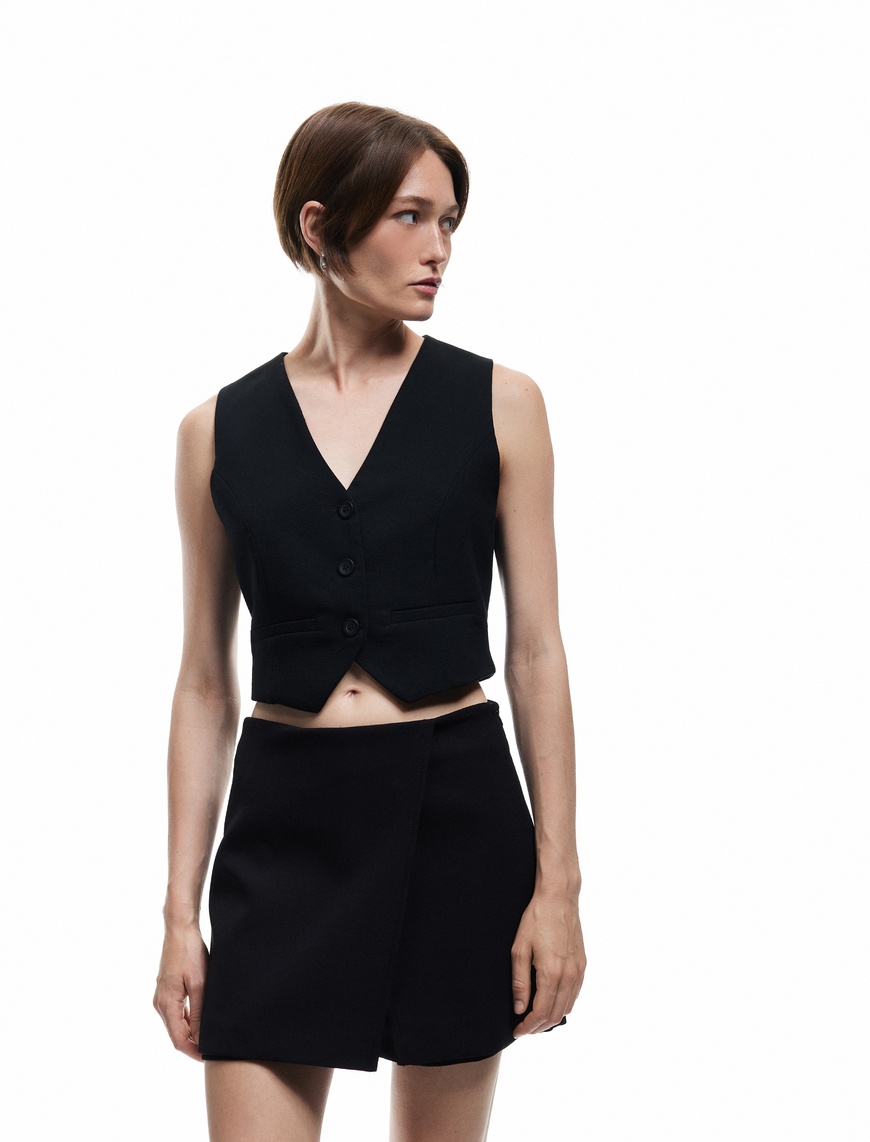   Regular Fit Kruvaze Mini Şort Etek