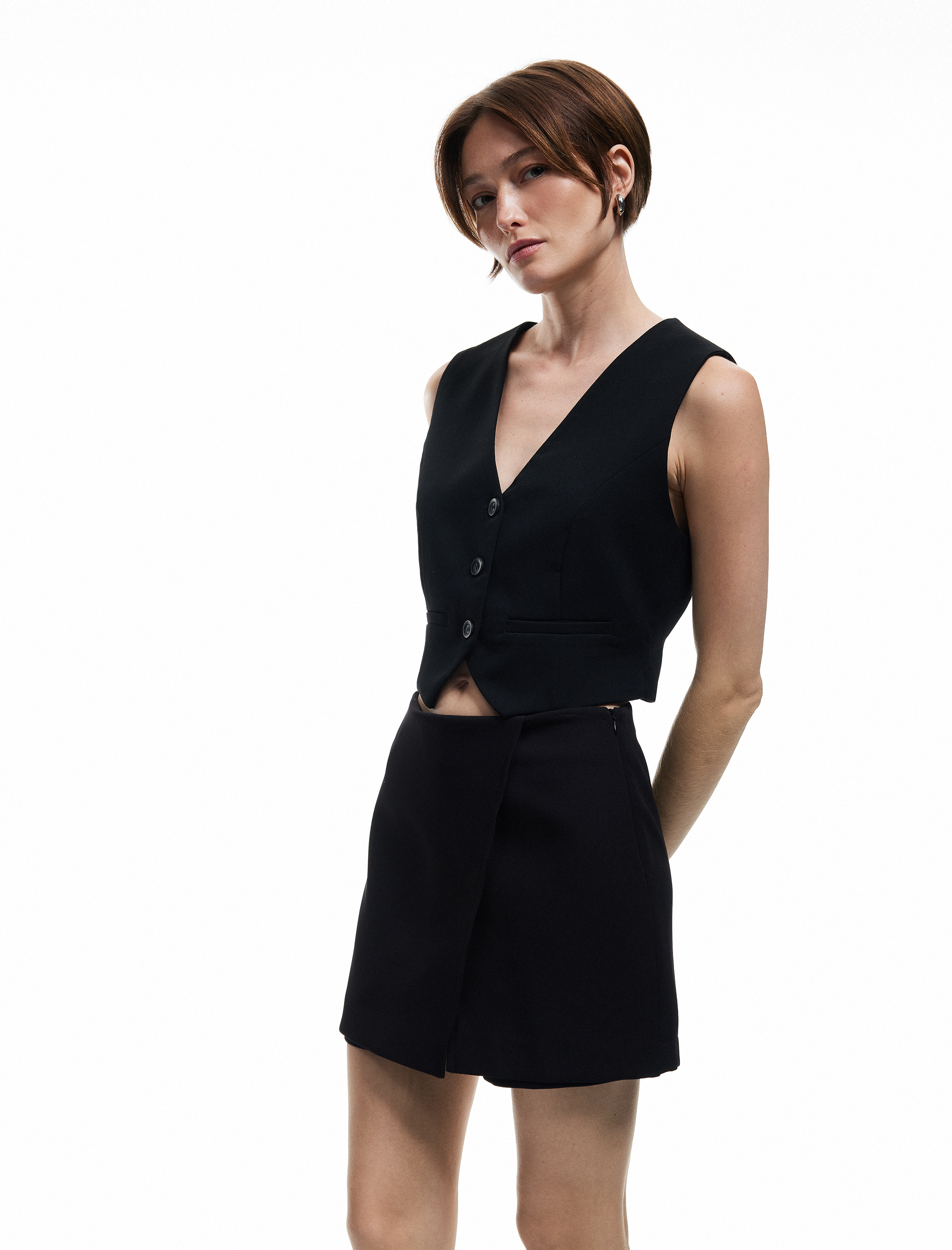   Regular Fit Kruvaze Mini Şort Etek