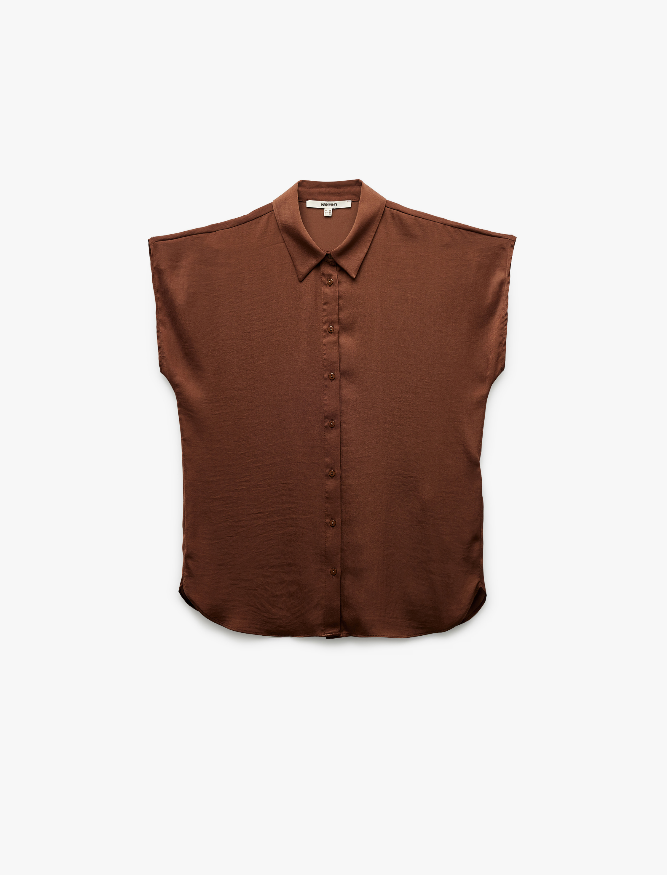 Aerobin Kumaş Klasik Yaka Kolsuz Düğmeli Saten Gömlek