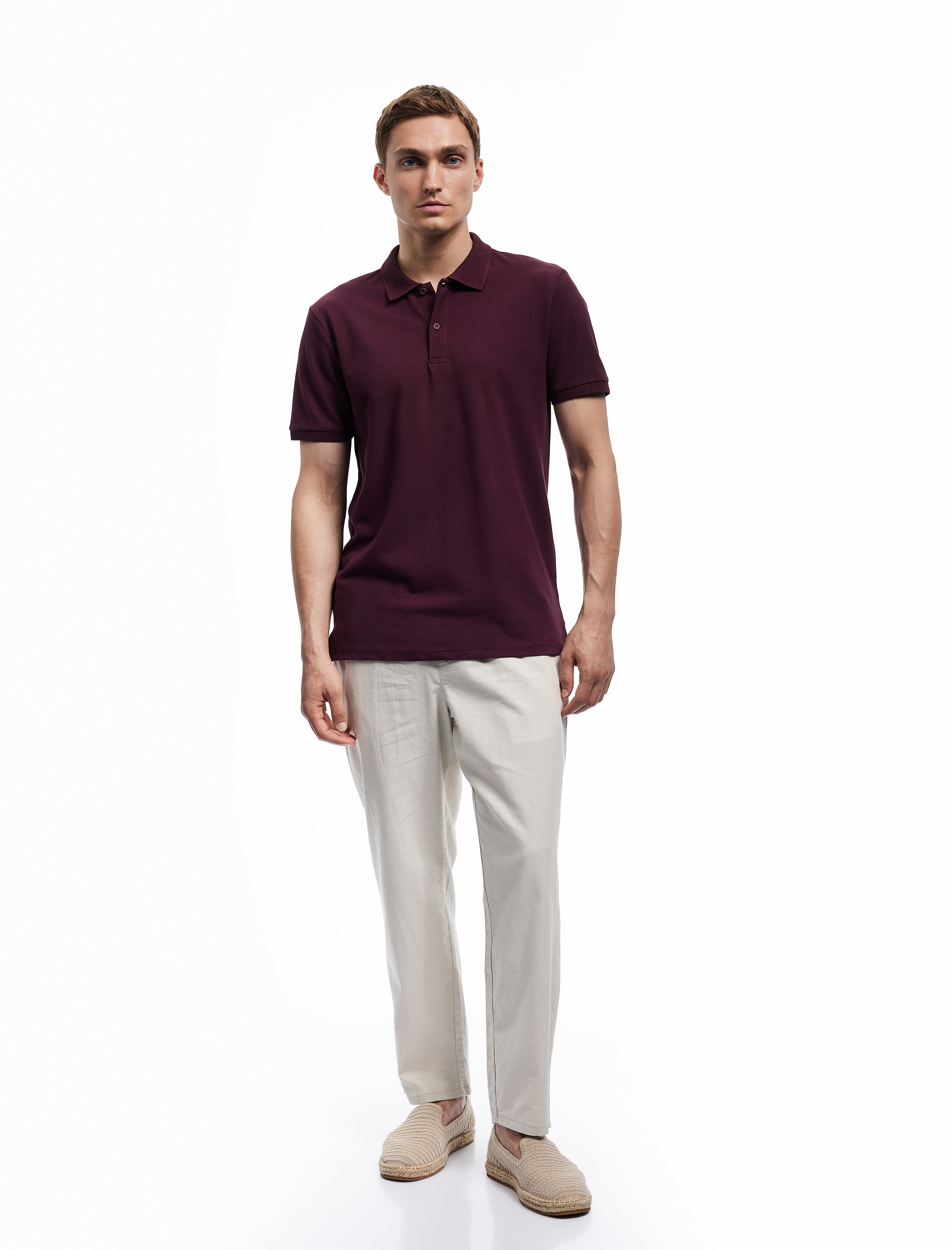   Slim Fit Kısa Kollu Pike Kumaş Pamuklu Polo Yaka Tişört