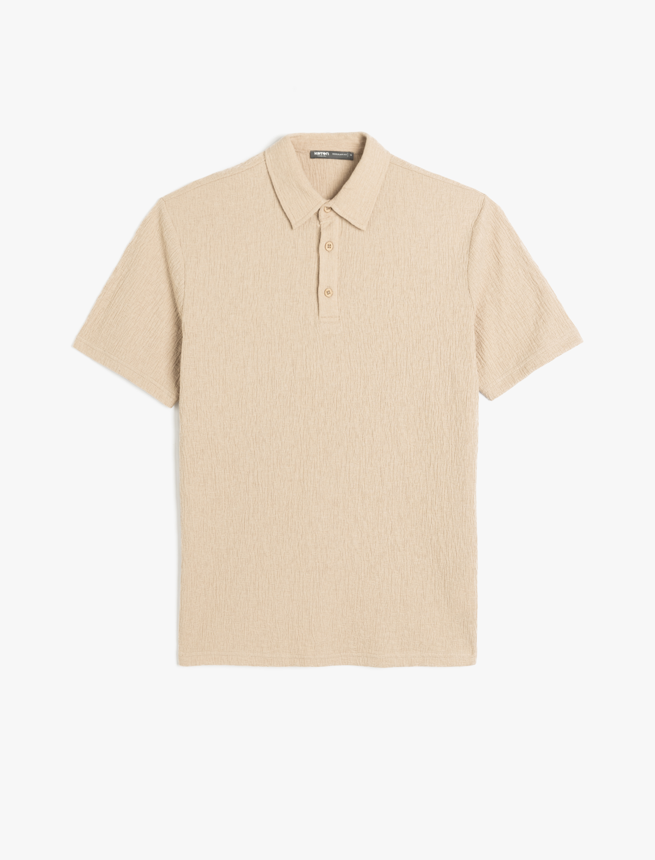   Kısa Kollu Pamuk Karışımlı Regular Fit Dokulu Polo Yaka Tişört