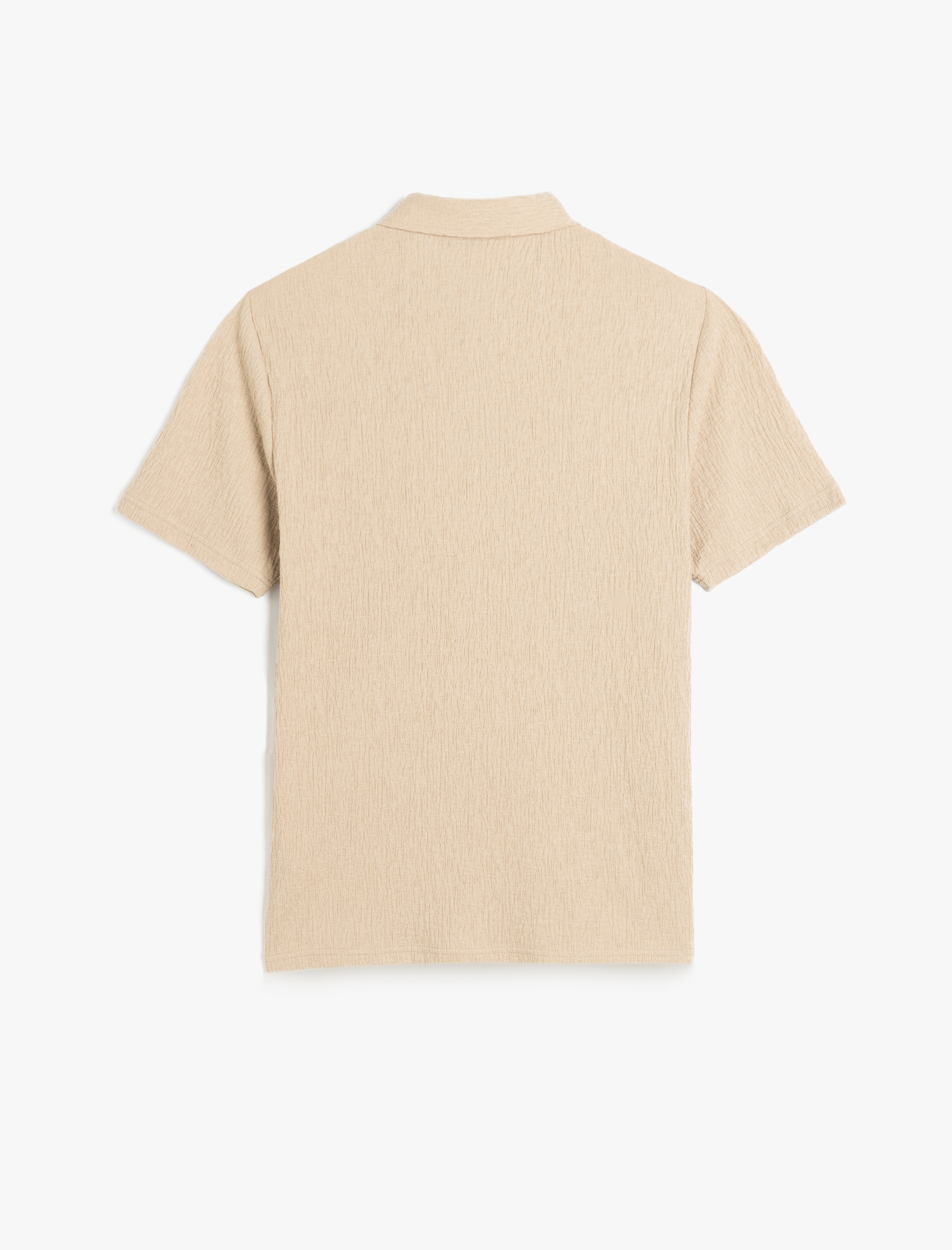   Kısa Kollu Pamuk Karışımlı Regular Fit Dokulu Polo Yaka Tişört