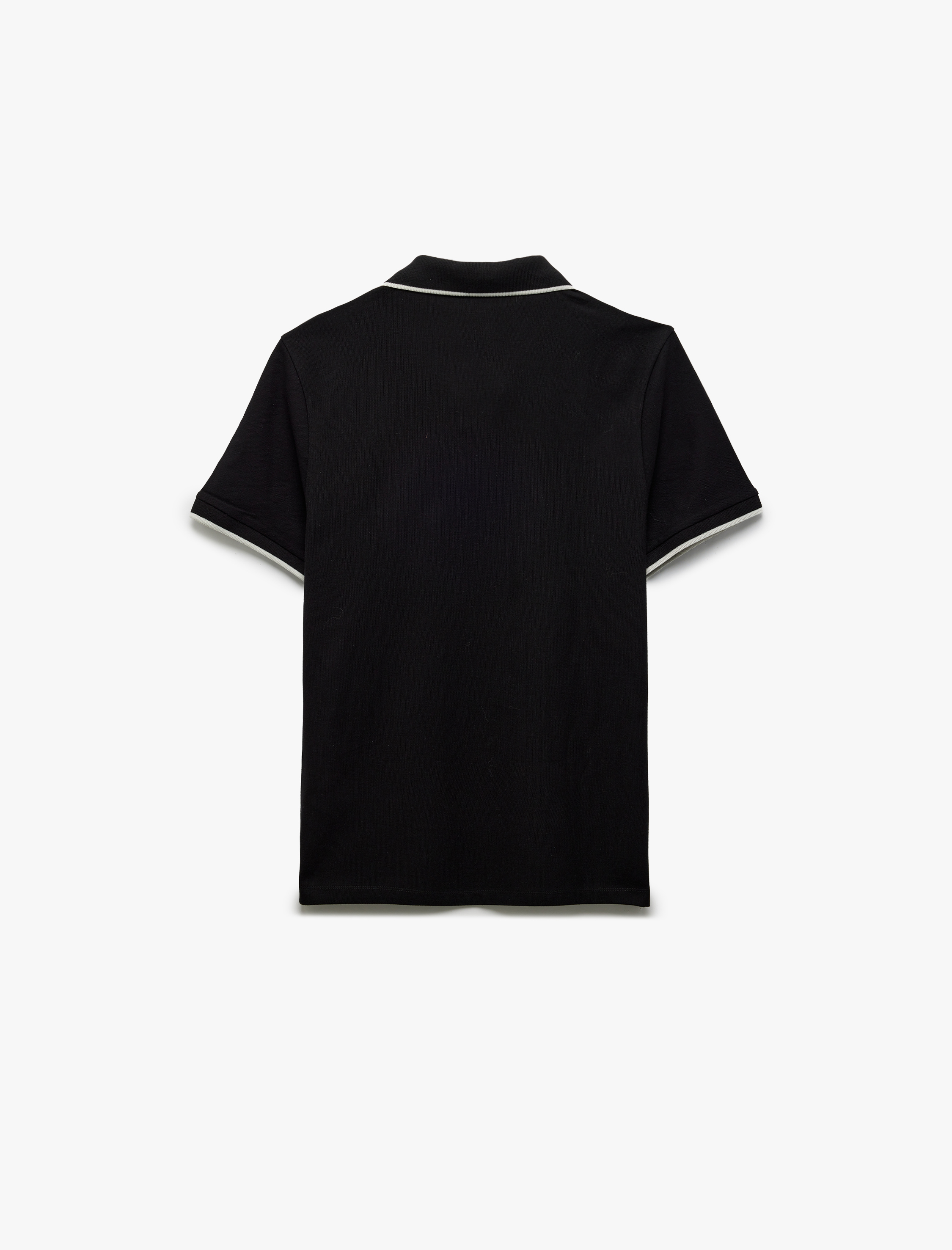   Kontrast Detaylı Pamuklu Pike Kumaş Kısa Kollu Slim Fit Polo Yaka Tişört