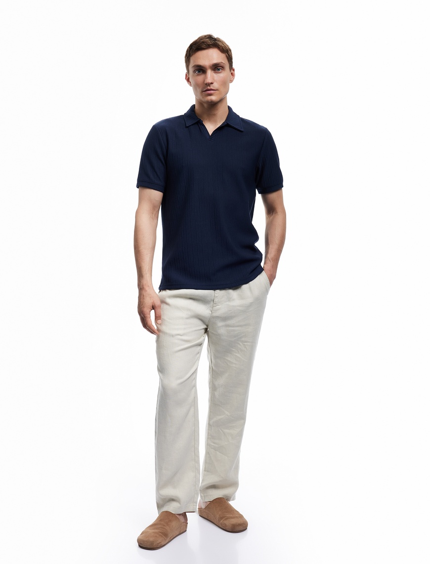   Dokulu Regular Fit Basic Kısa Kollu Polo Yaka Tişört