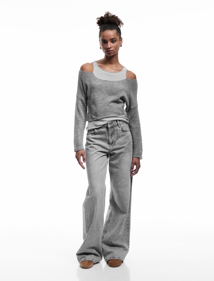  Atlet Detaylı Bisiklet Yaka Uzun Kollu Tişört