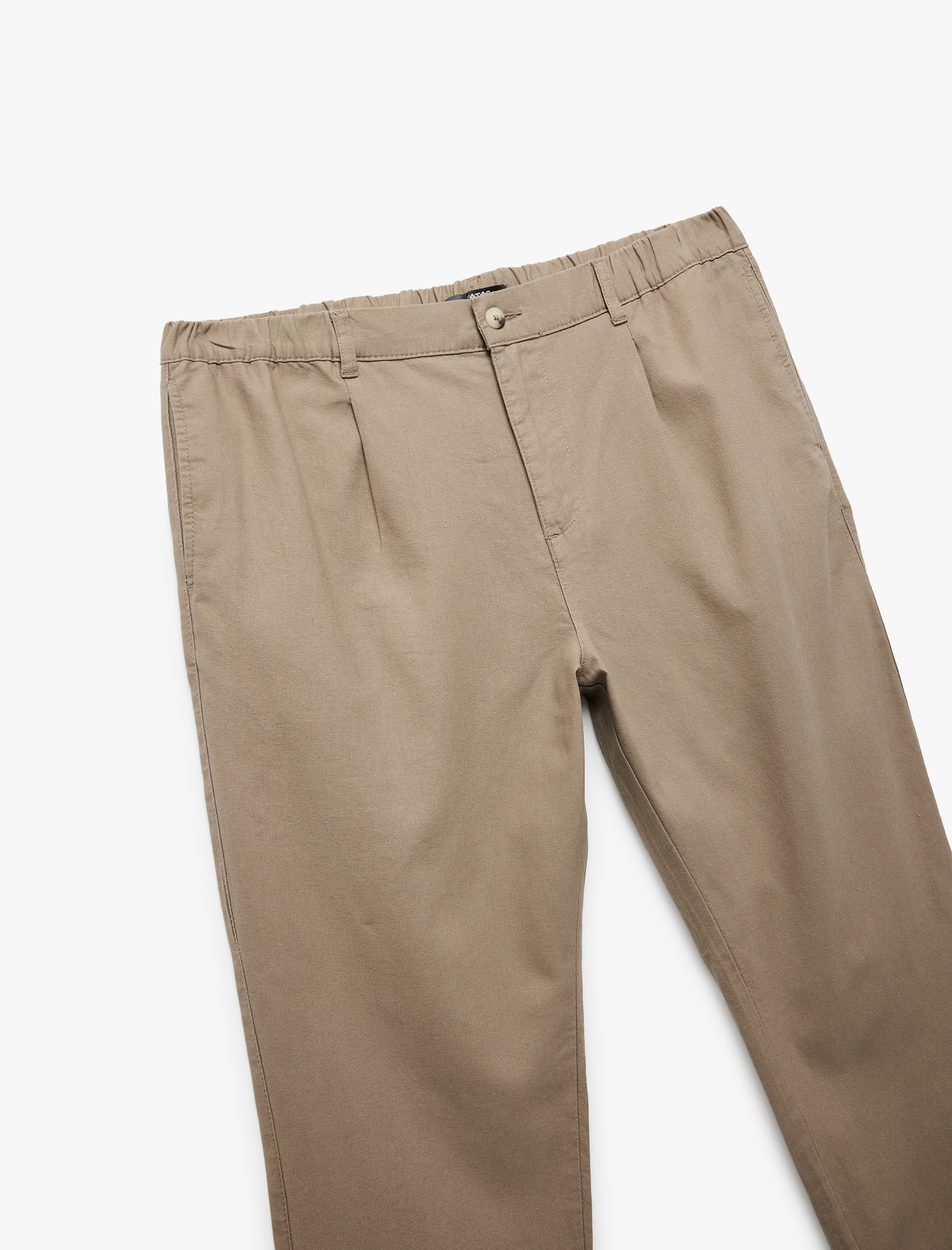   Cep Detaylı Düğmeli Pamuk Keten Karışımlı Chino Pantolon