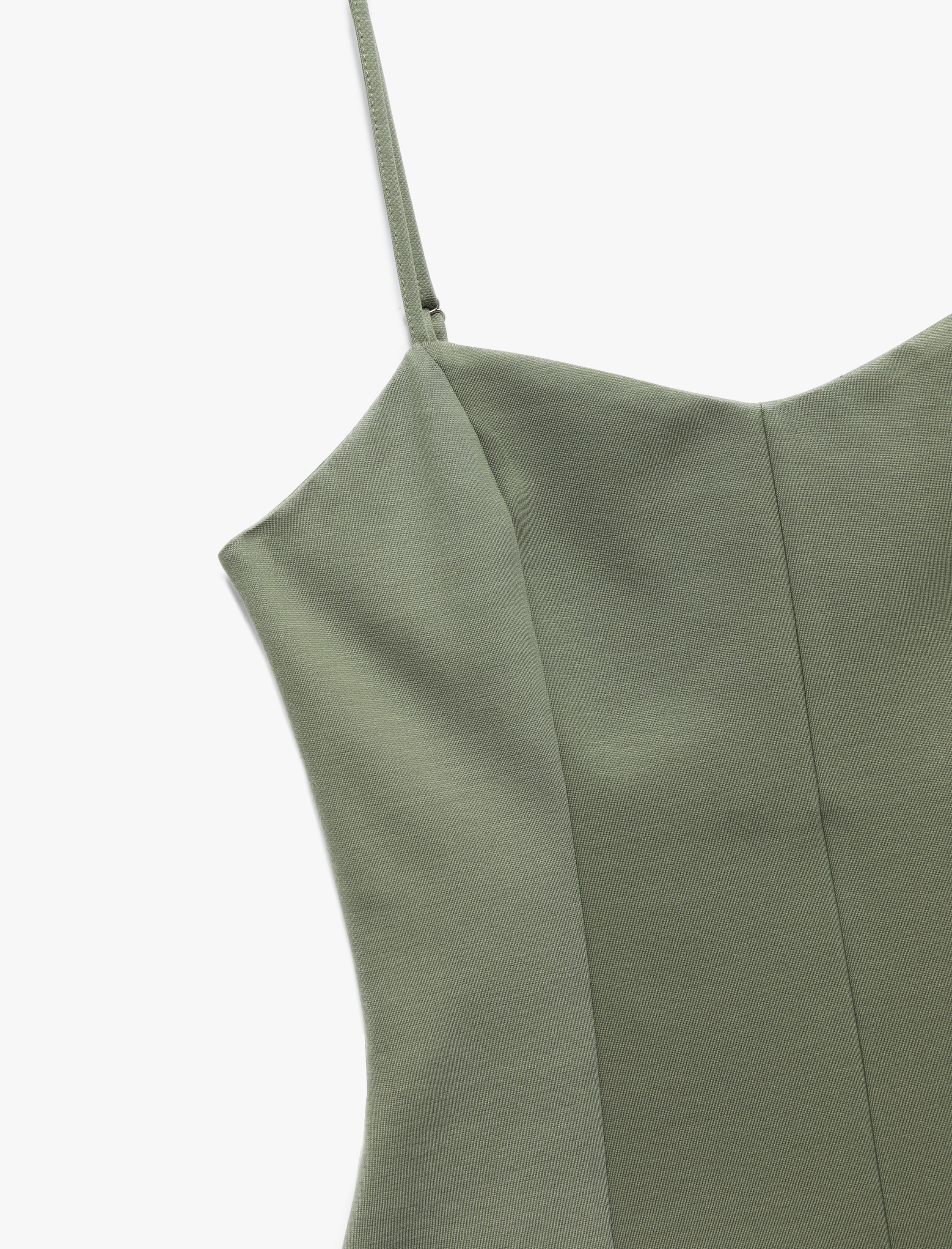   İp Askılı Kalp Yaka Dikiş Detaylı Balon Elbise