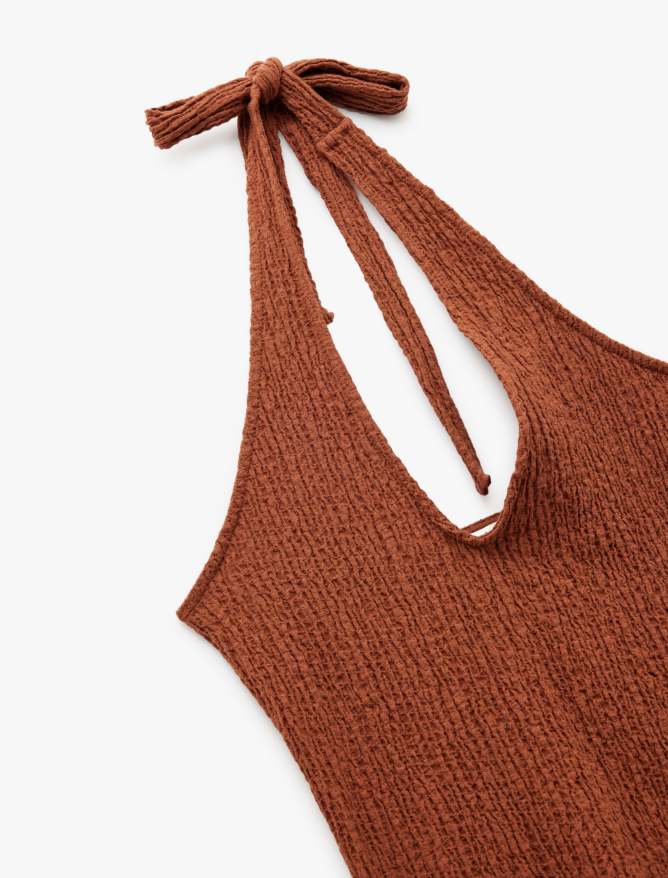   Bürümcük Kumaş Slim Fit Sırt Dekolteli Halter Yaka Üst